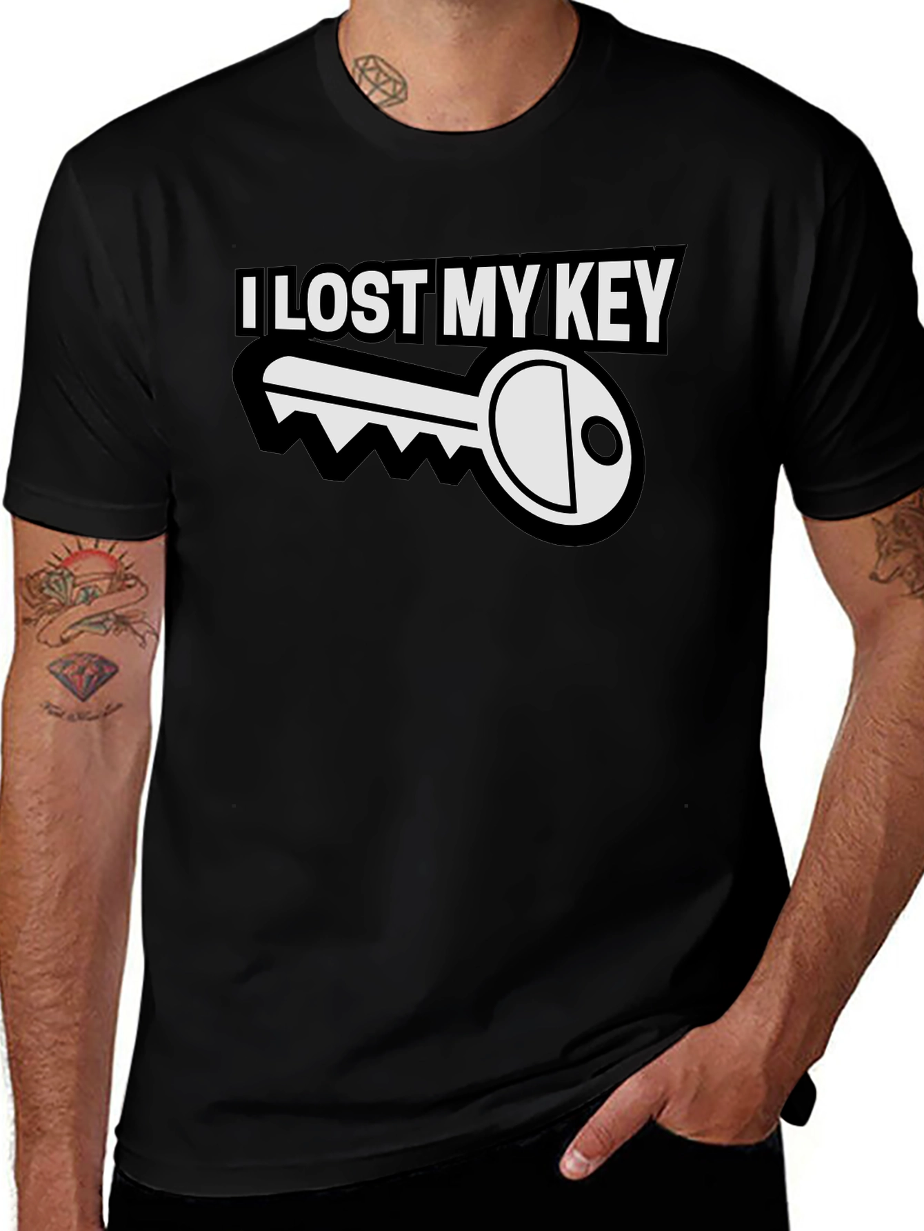 I Lost My Key Funny Graphic T-Shirt - Black