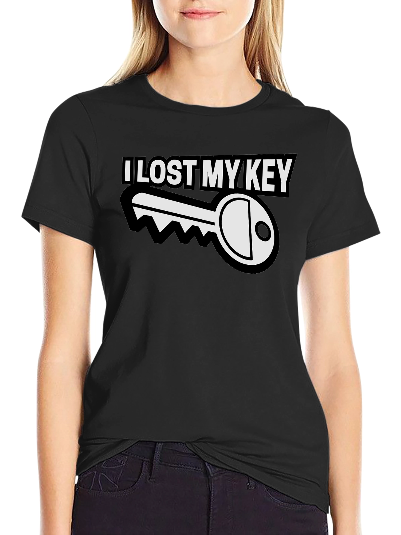 I Lost My Key Funny Graphic T-Shirt - Black
