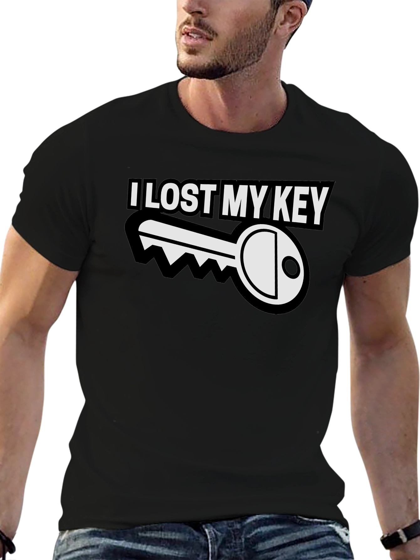 I Lost My Key Funny Graphic T-Shirt - Black