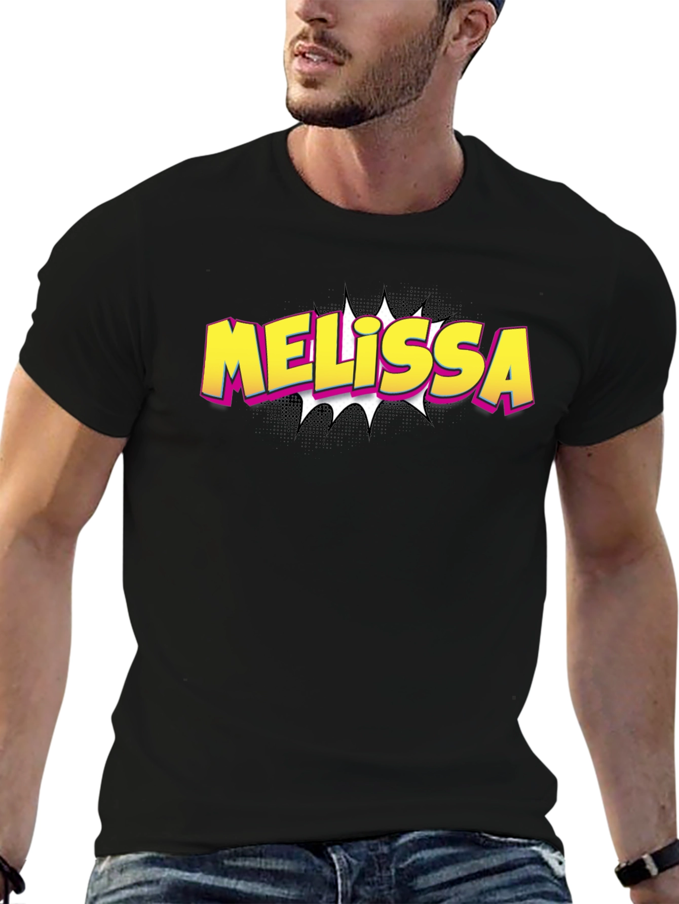Melissa Comic Style Graphic Tee - Black Cotton Blend