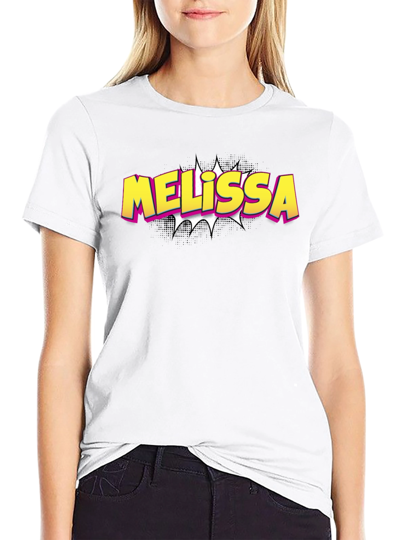Melissa Comic Style Graphic Tee - Black Cotton Blend