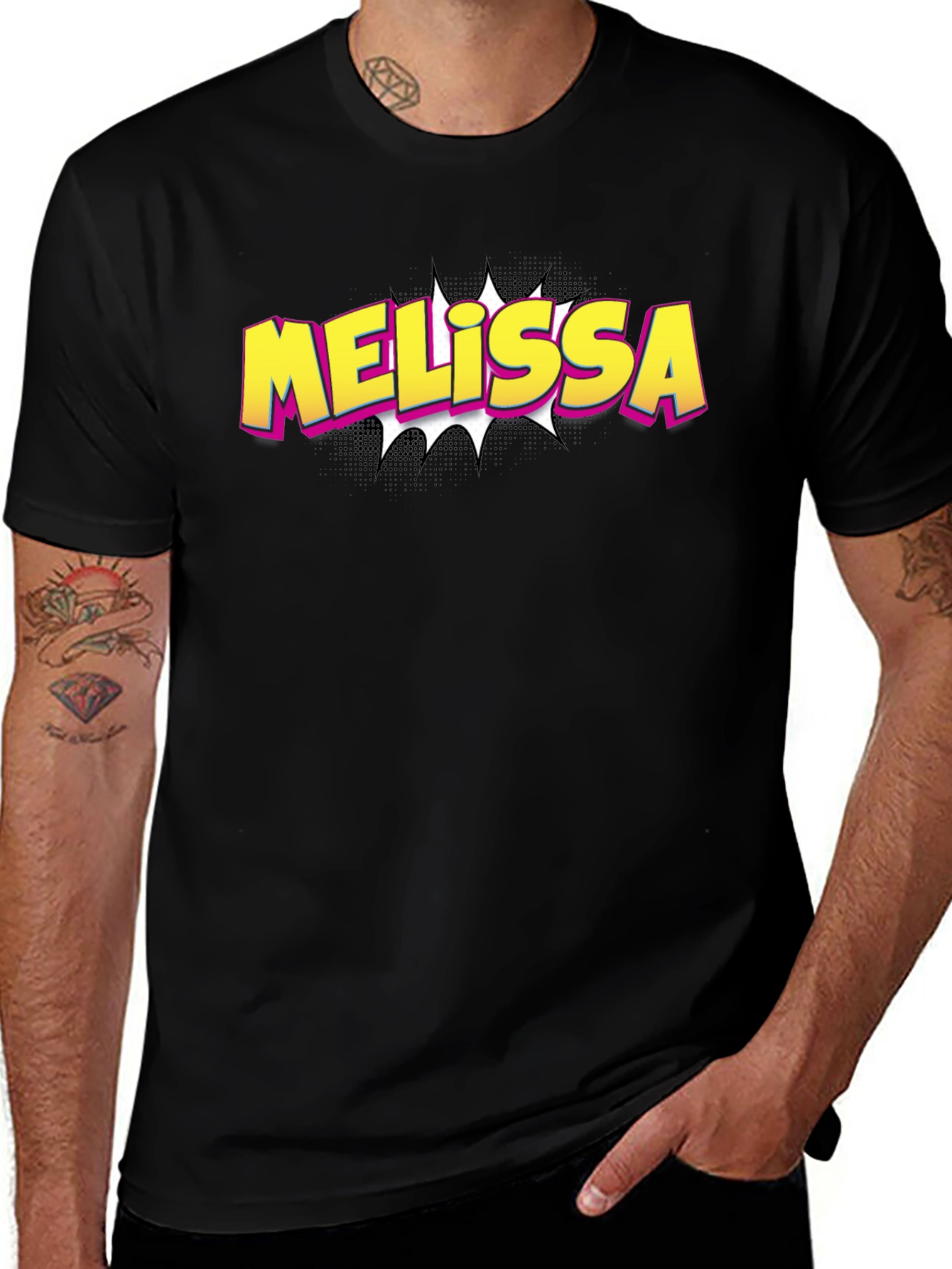 Melissa Comic Style Graphic Tee - Black Cotton Blend