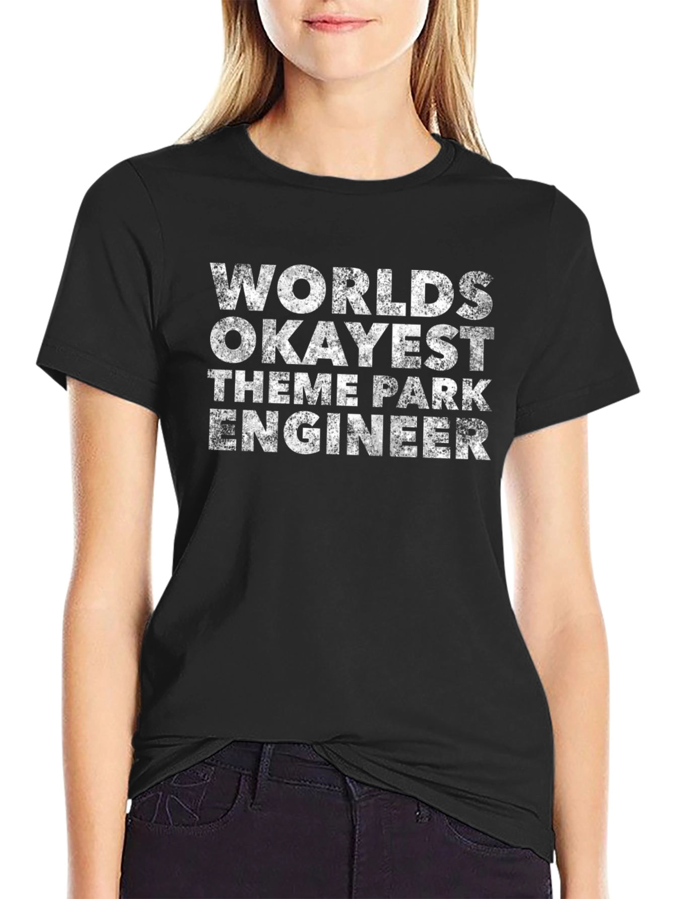 Worlds Okayest Theme Park Engineer Black T-Shirt