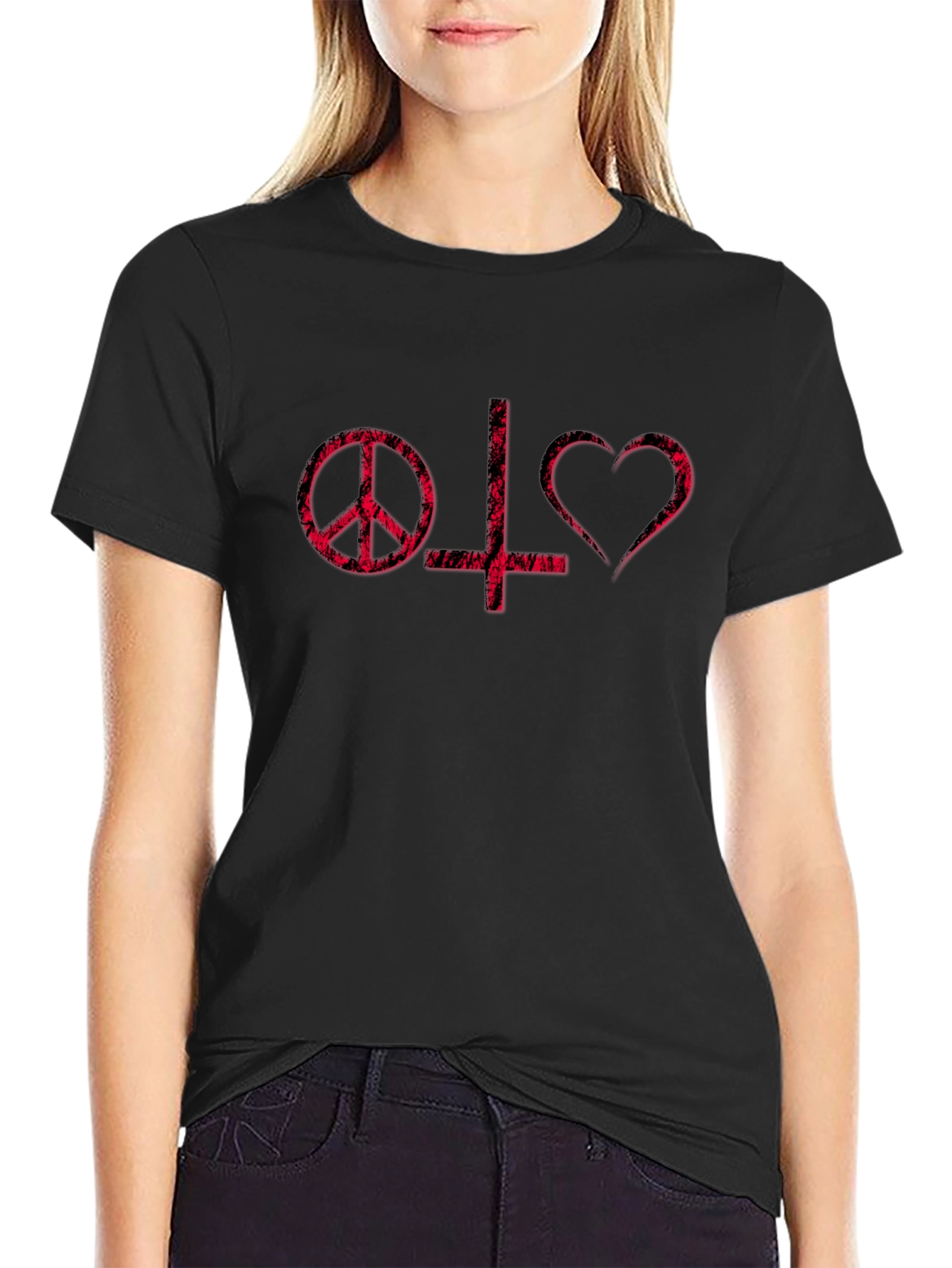 Peace Love Satan Black T-Shirt