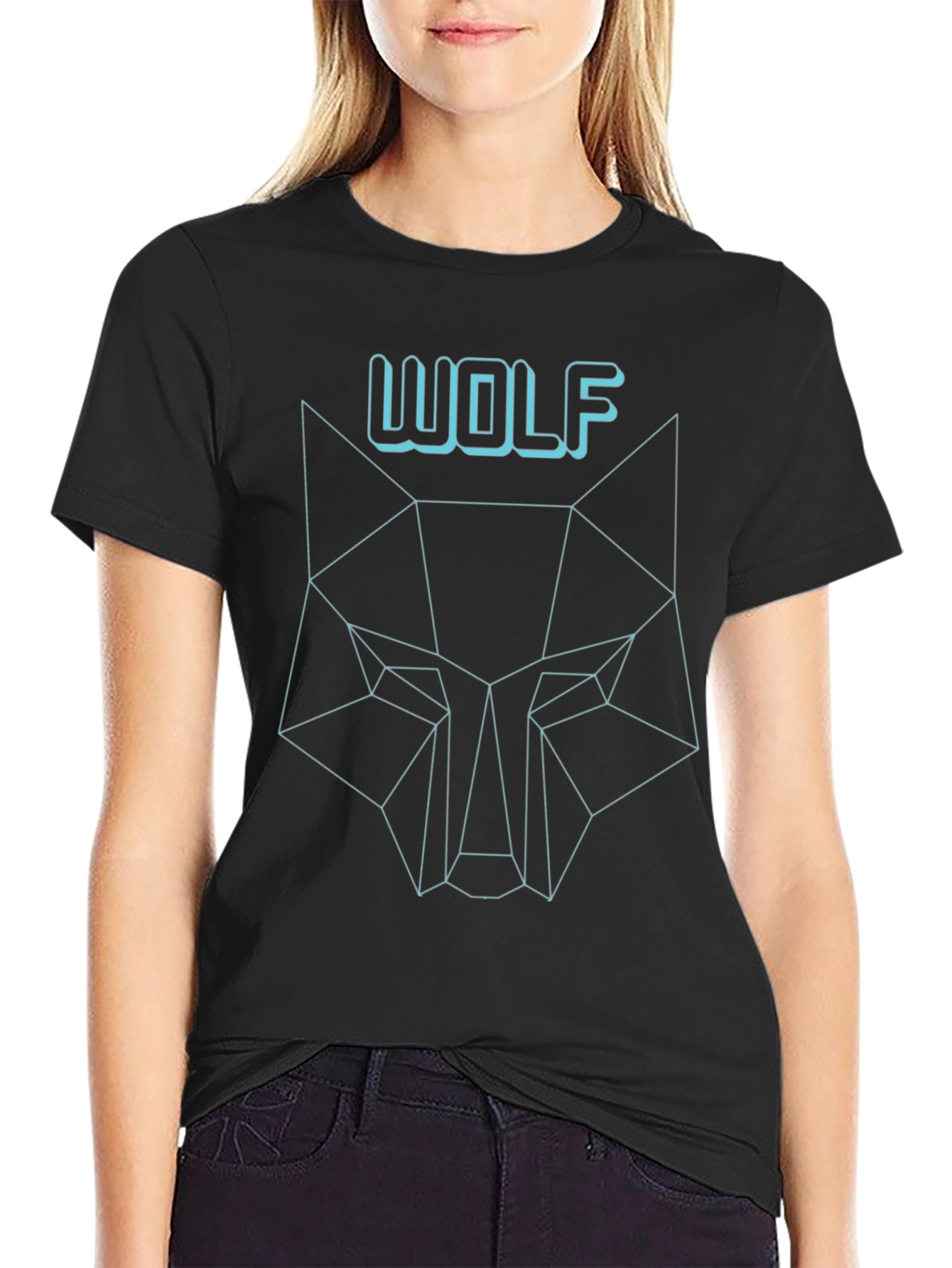 Geometric Wolf Graphic Tee - Modern Mens Shirt