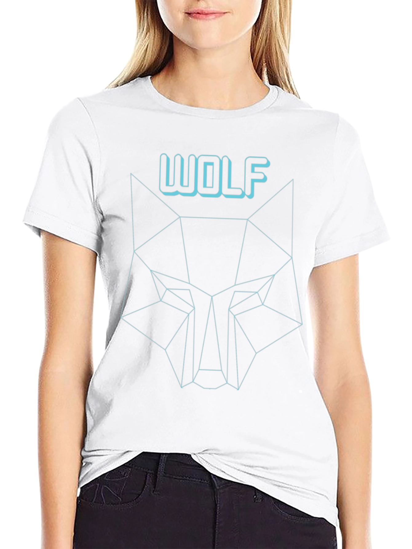 Geometric Wolf Graphic Tee - Modern Mens Shirt