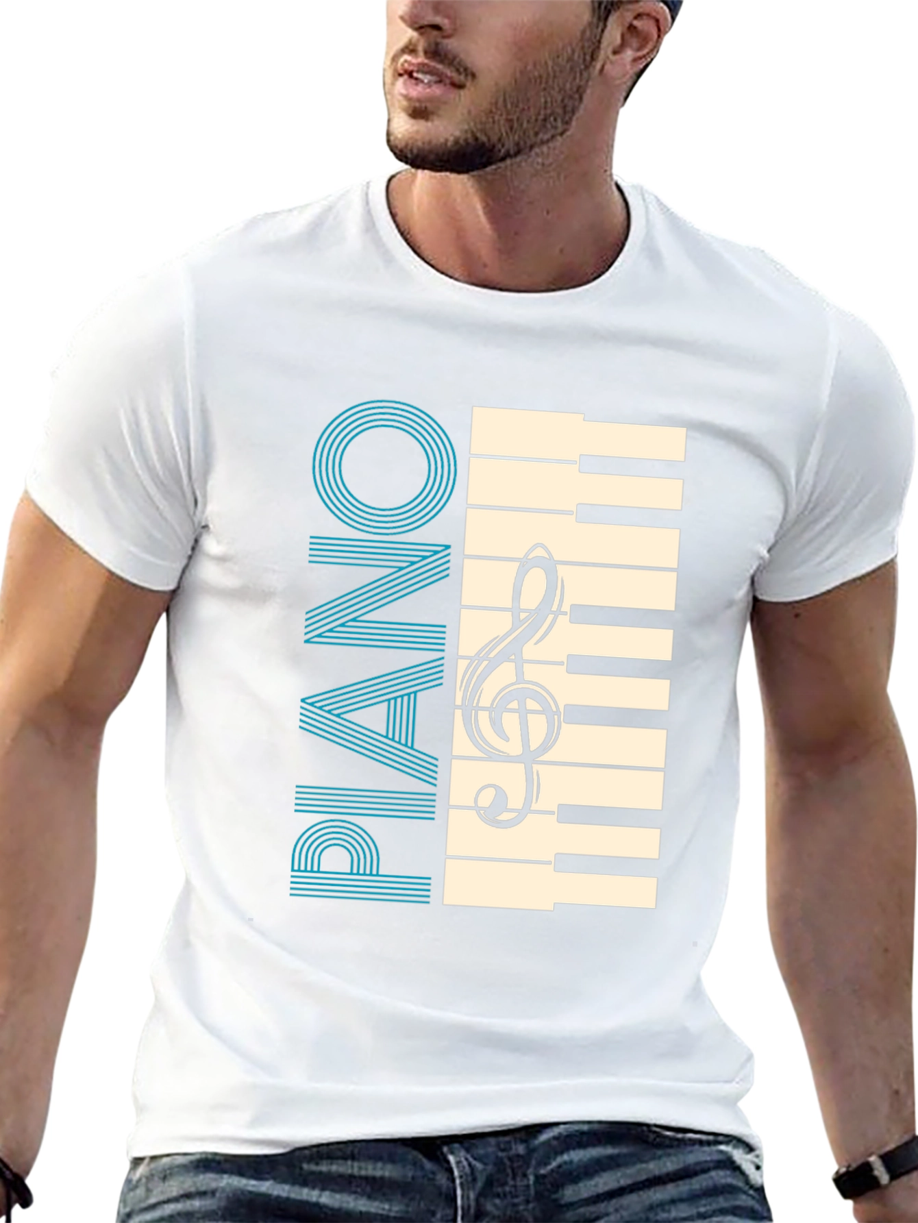 Piano Keys & Clef Graphic T-Shirt - Musicians Style