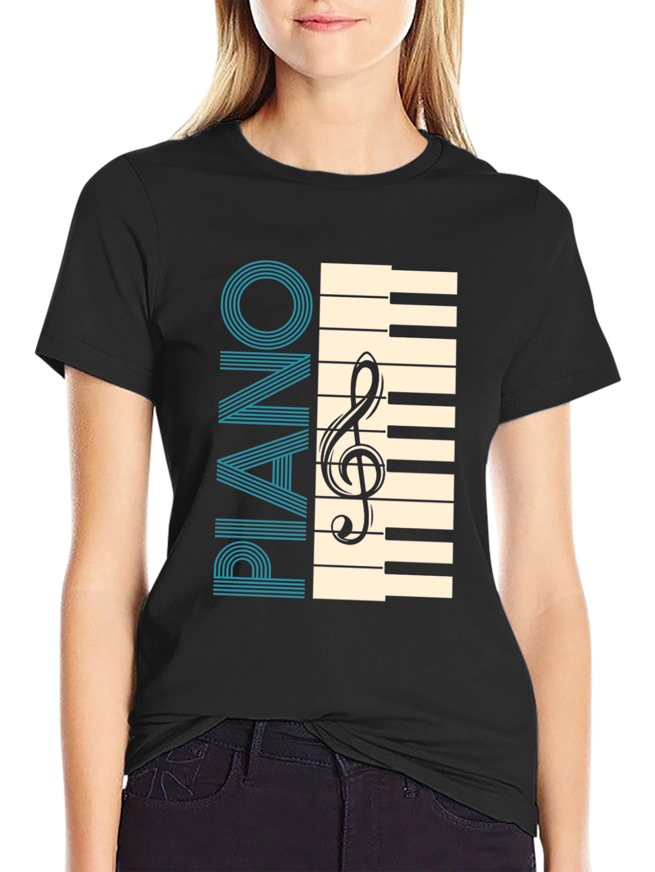 Piano Keys & Clef Graphic T-Shirt - Musicians Style
