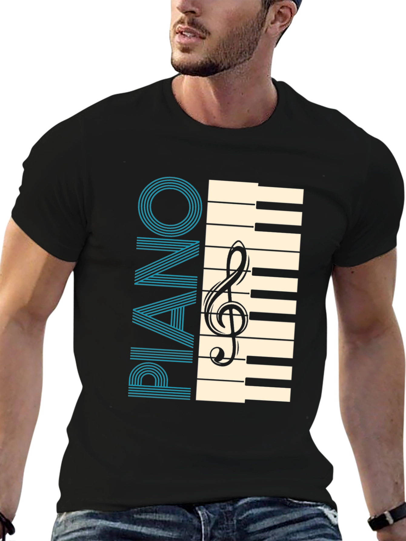 Piano Keys & Clef Graphic T-Shirt - Musicians Style