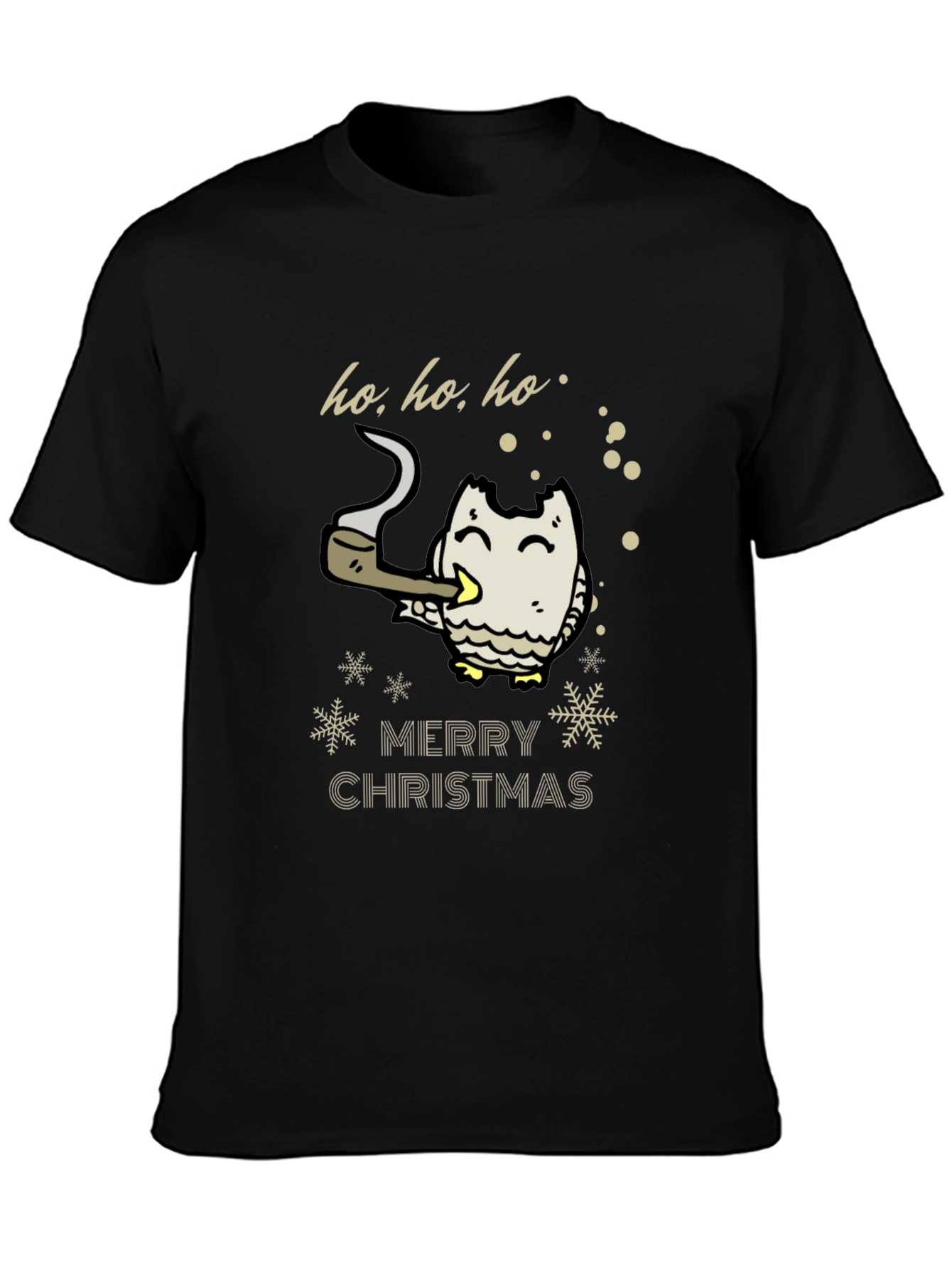 Merry Christmas Owl Smoking Pipe T-Shirt