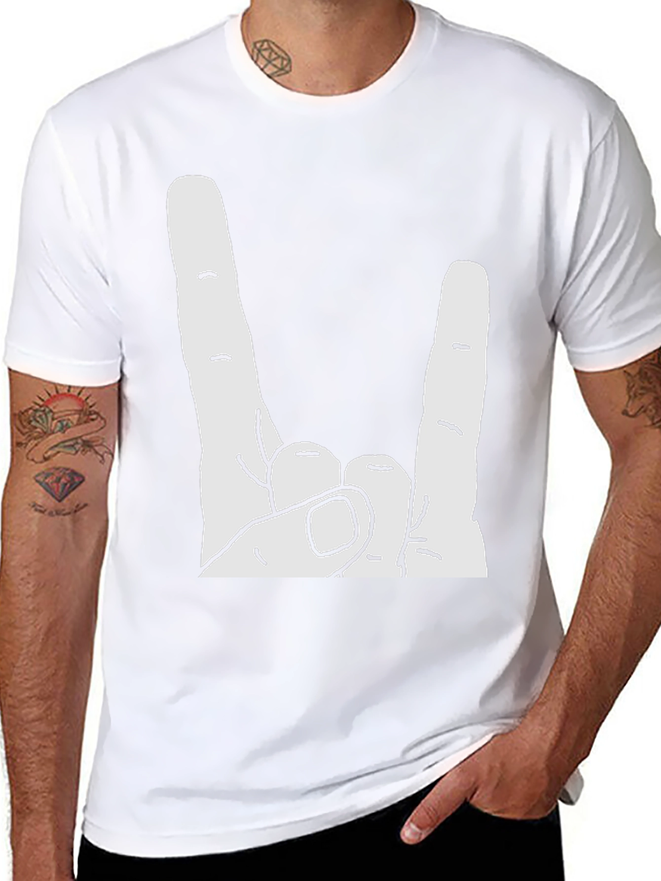 Rock On Hand Gesture Graphic Tee