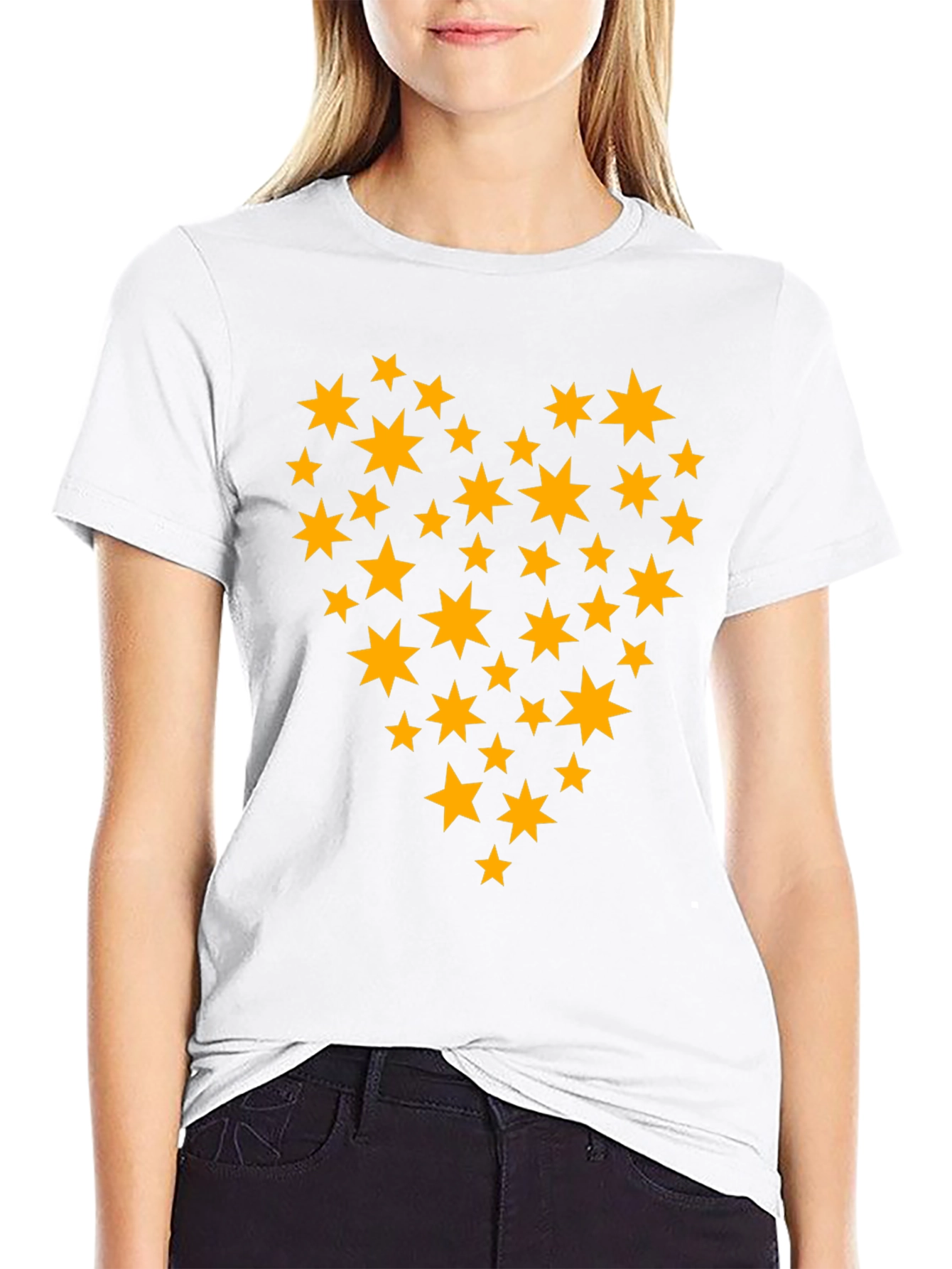 Star Heart Graphic Tee - Stylish Black T-Shirt