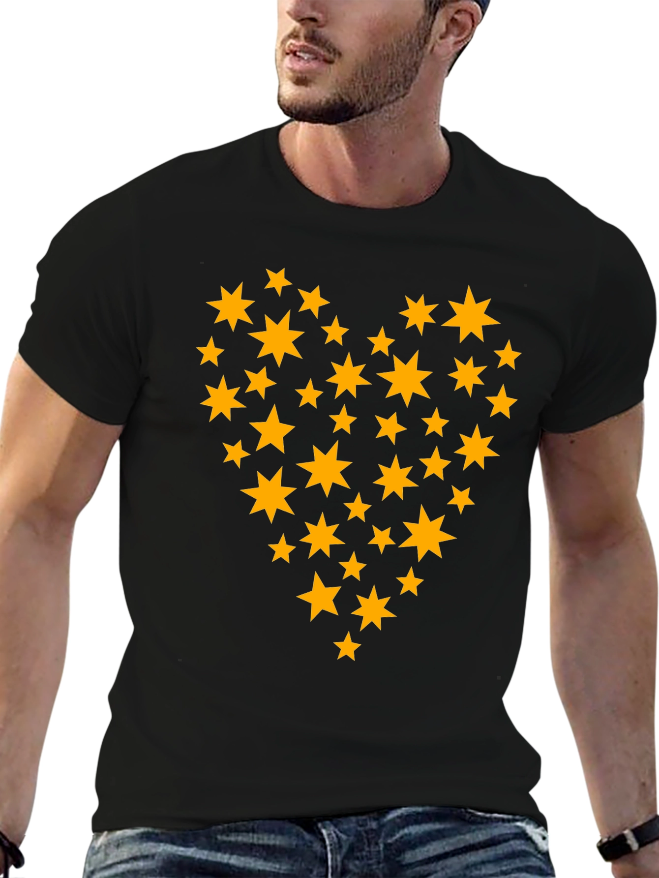 Star Heart Graphic Tee - Stylish Black T-Shirt