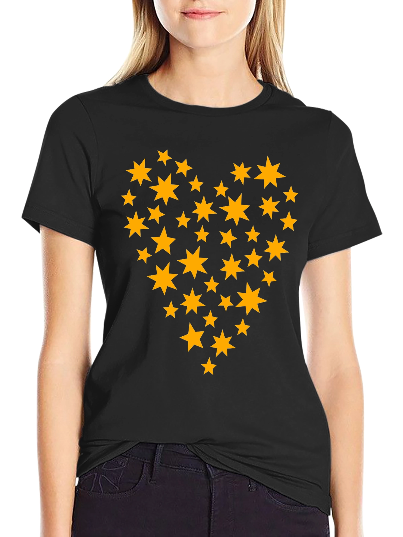 Star Heart Graphic Tee - Stylish Black T-Shirt