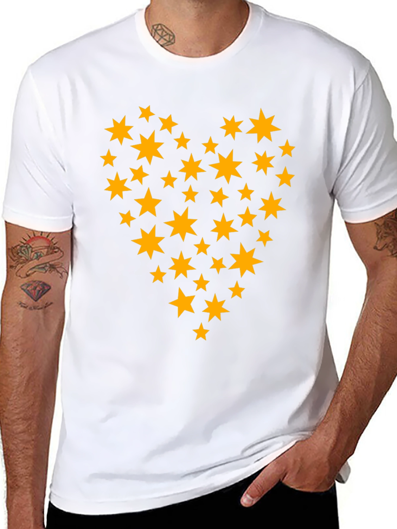 Star Heart Graphic Tee - Stylish Black T-Shirt