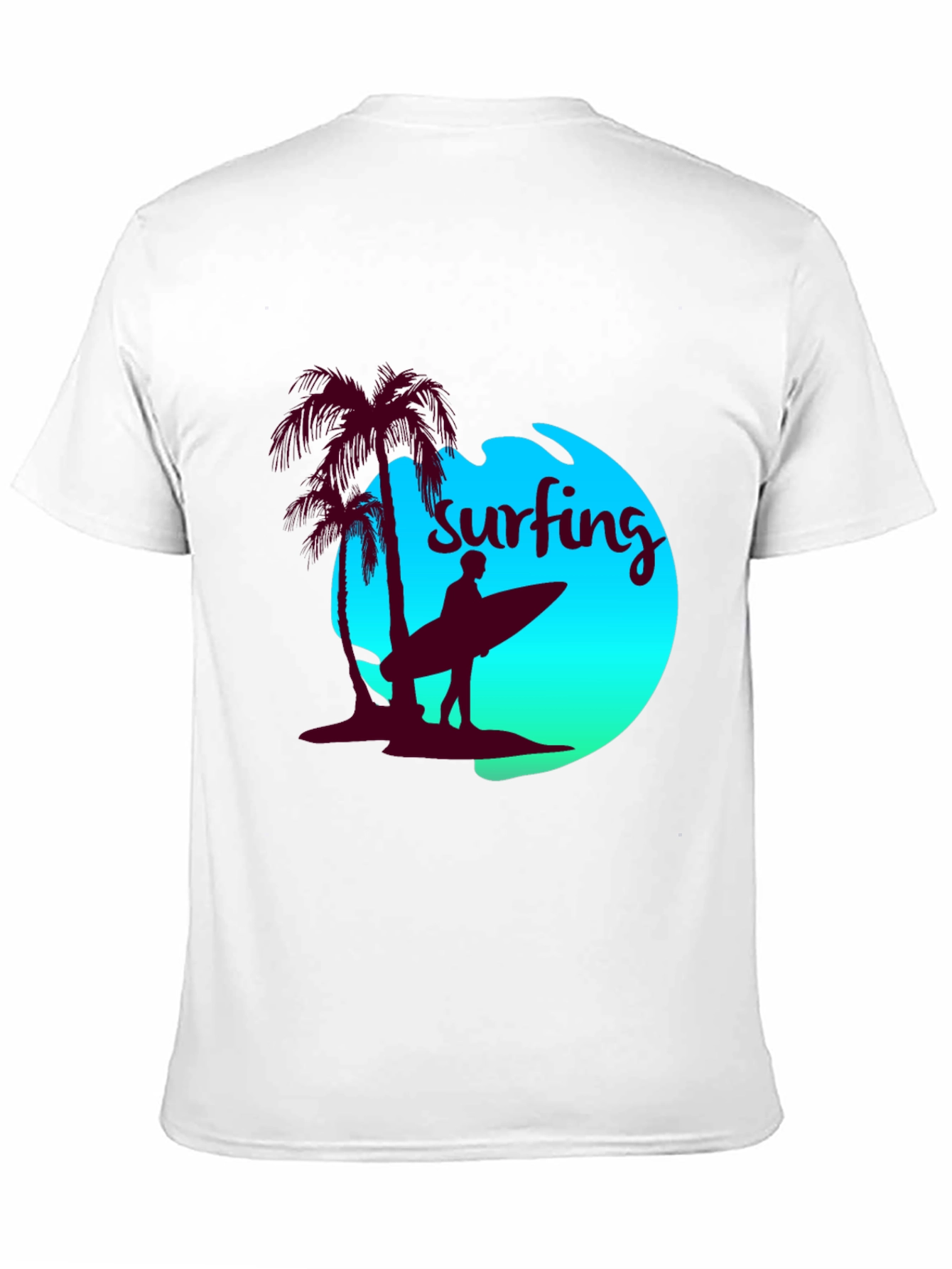 Surfing T-Shirt - Palm Tree Beach Design