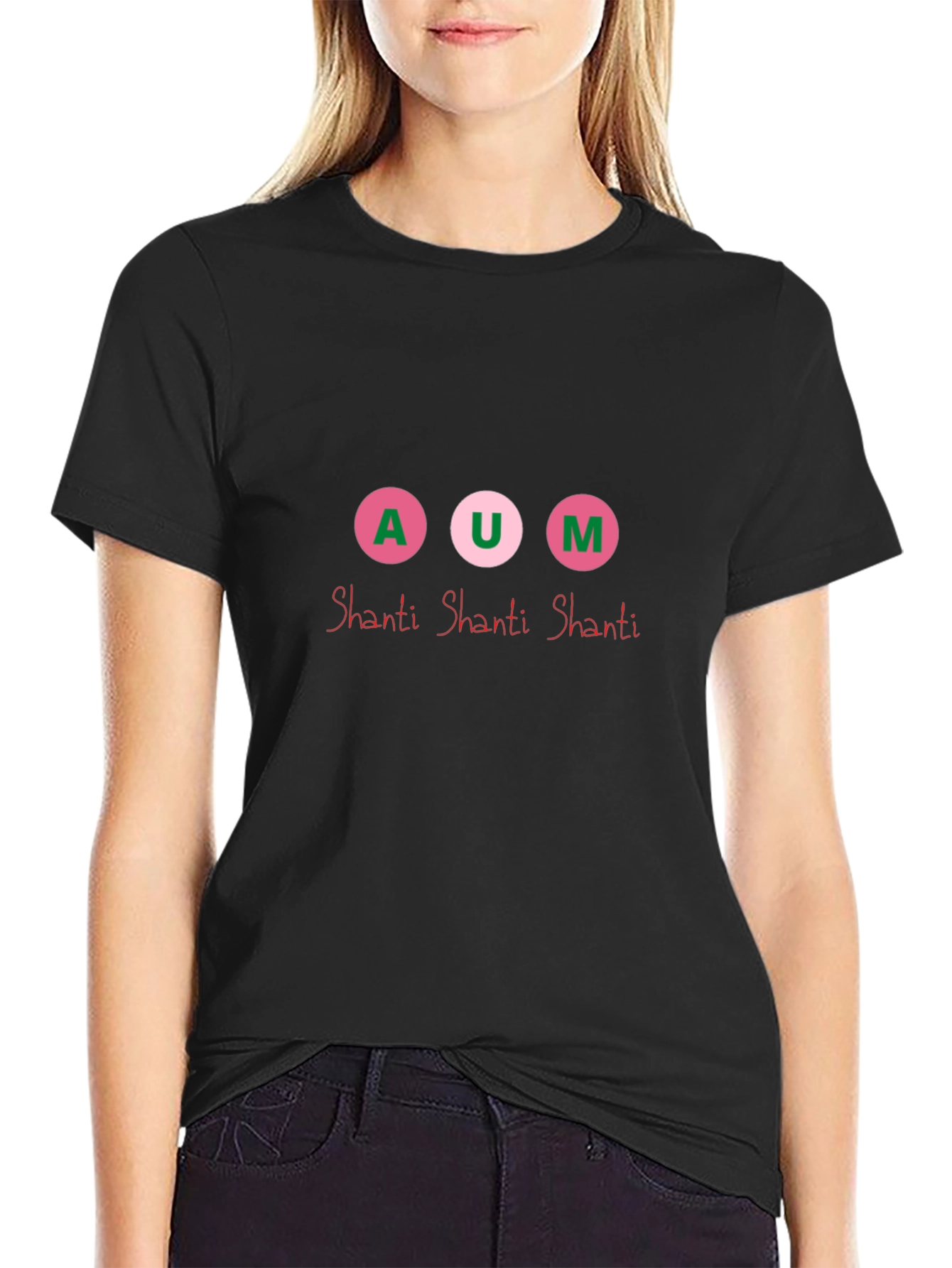 AUM Shanti Graphic Tee - Black Cotton Blend