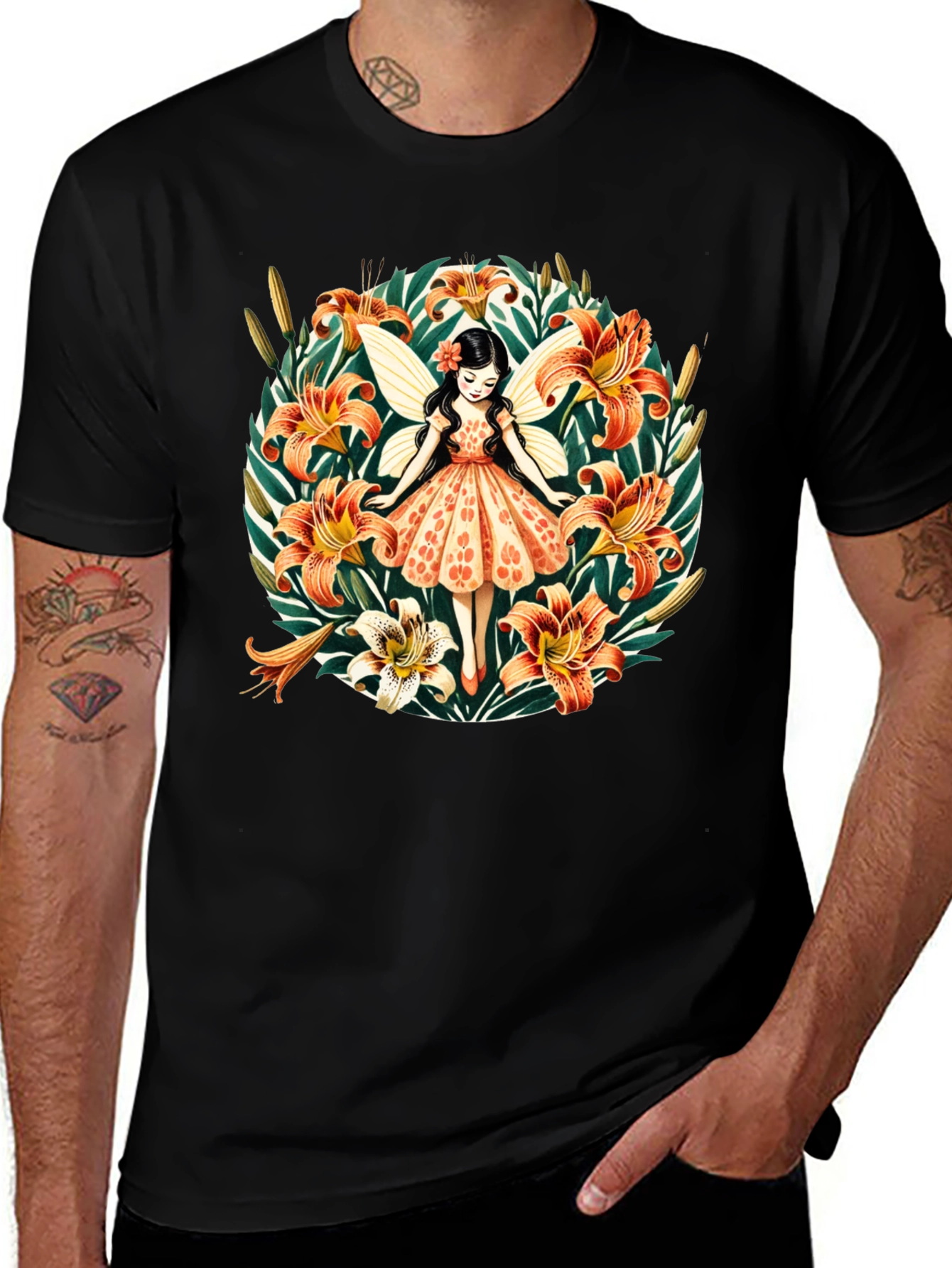 Fairy Lily Garden Graphic Tee - Unique Design
