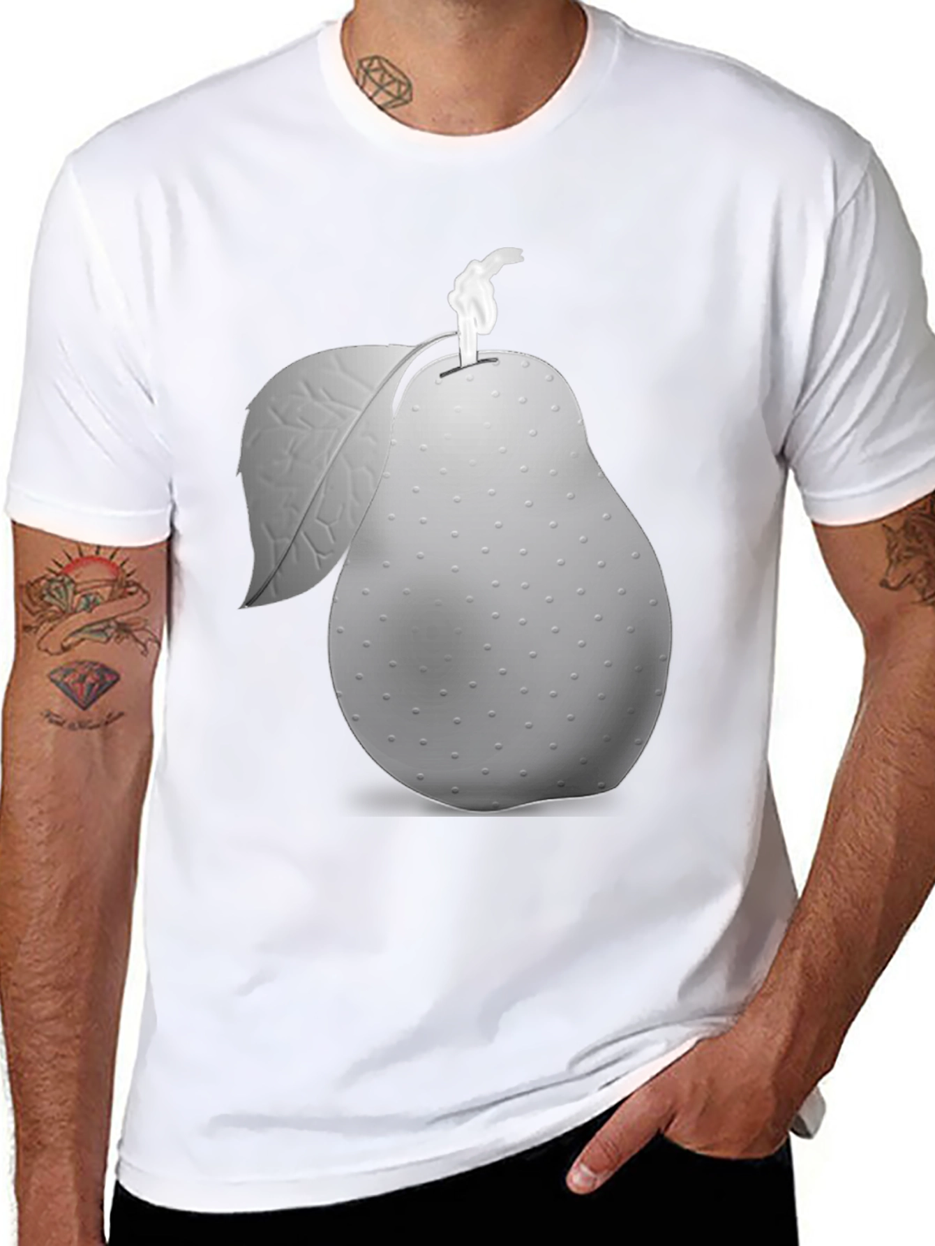 Unique Pear Graphic Black T-Shirt