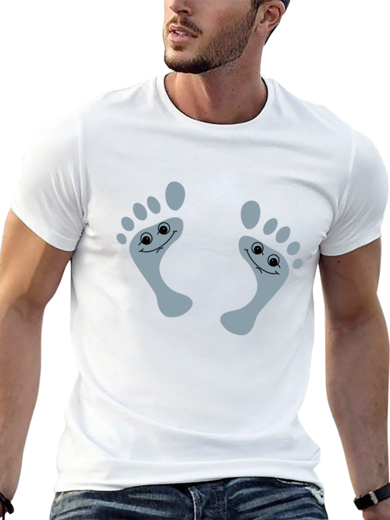 Cute Footprint Graphic T-Shirt - Funny Novelty Tee