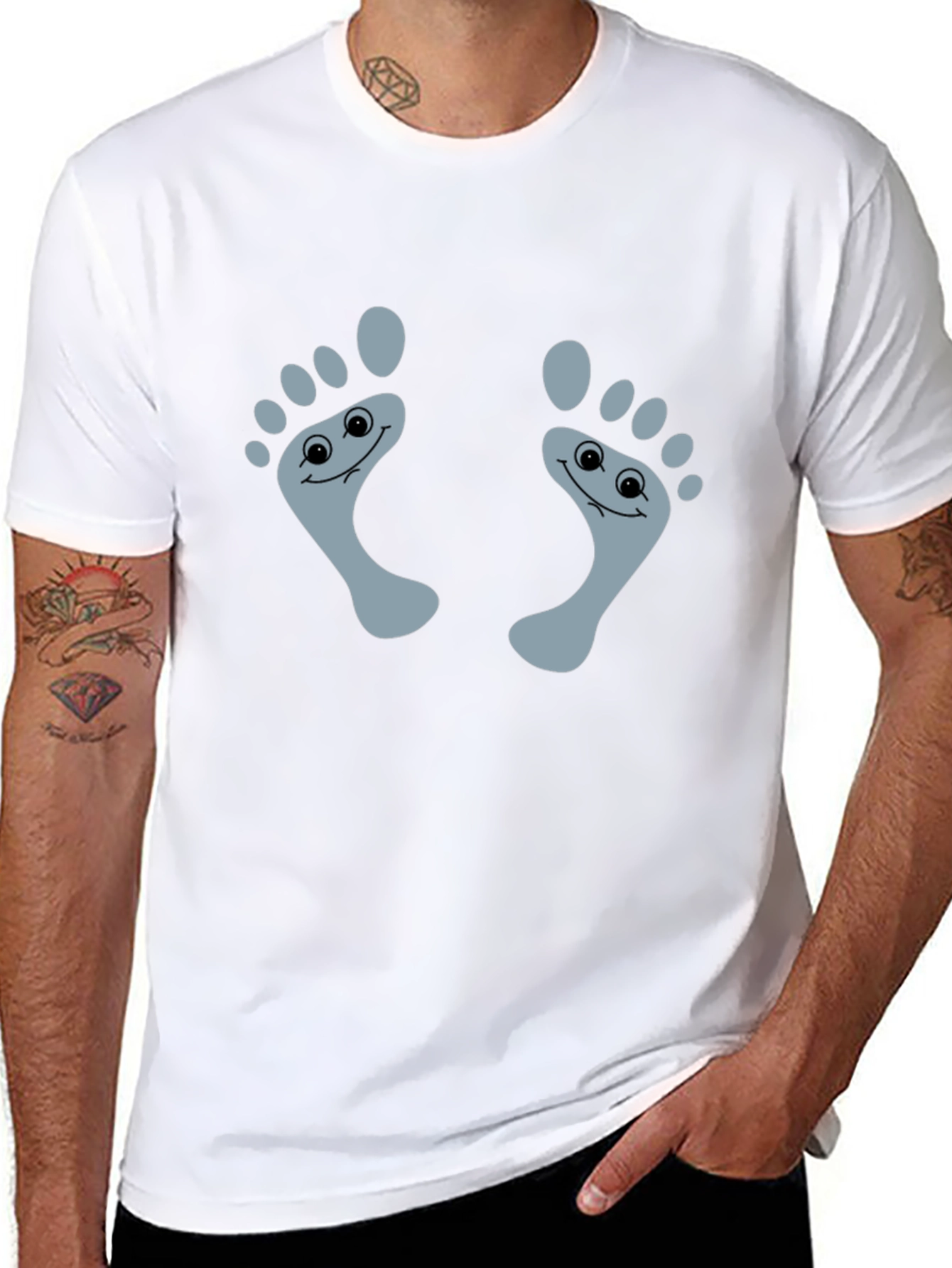 Cute Footprint Graphic T-Shirt - Funny Novelty Tee