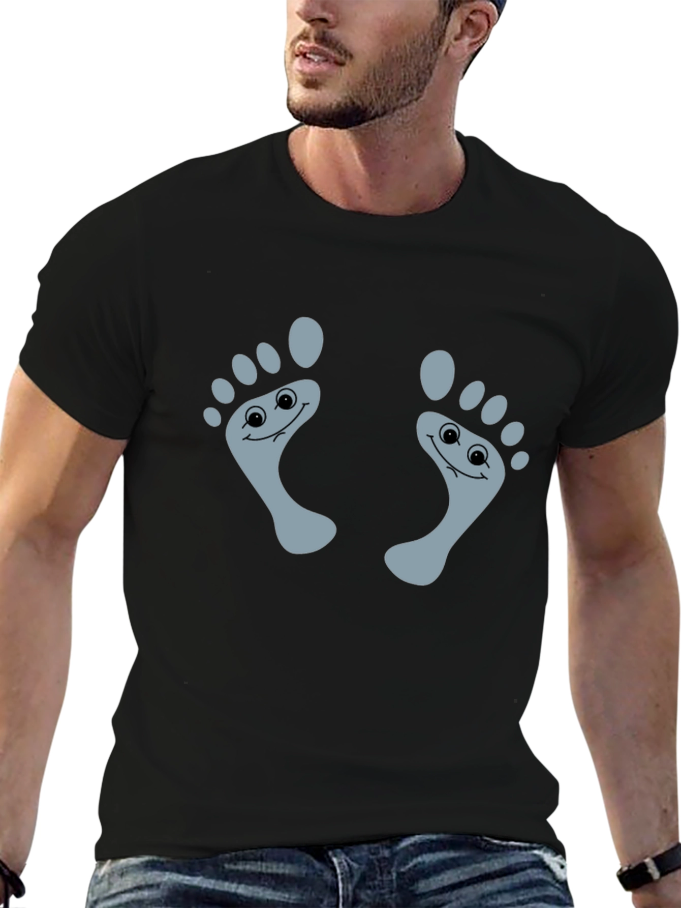Cute Footprint Graphic T-Shirt - Funny Novelty Tee