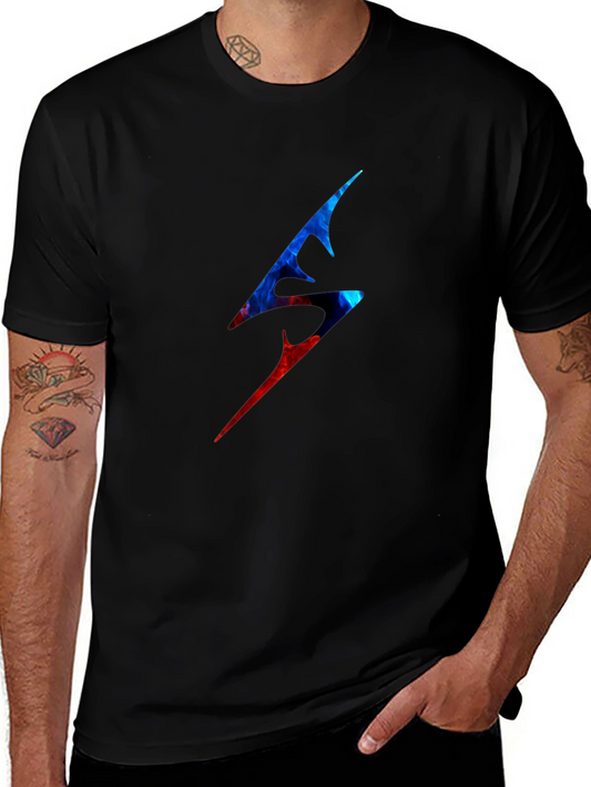 Edgy Lightning Bolt Graphic Tee - Black