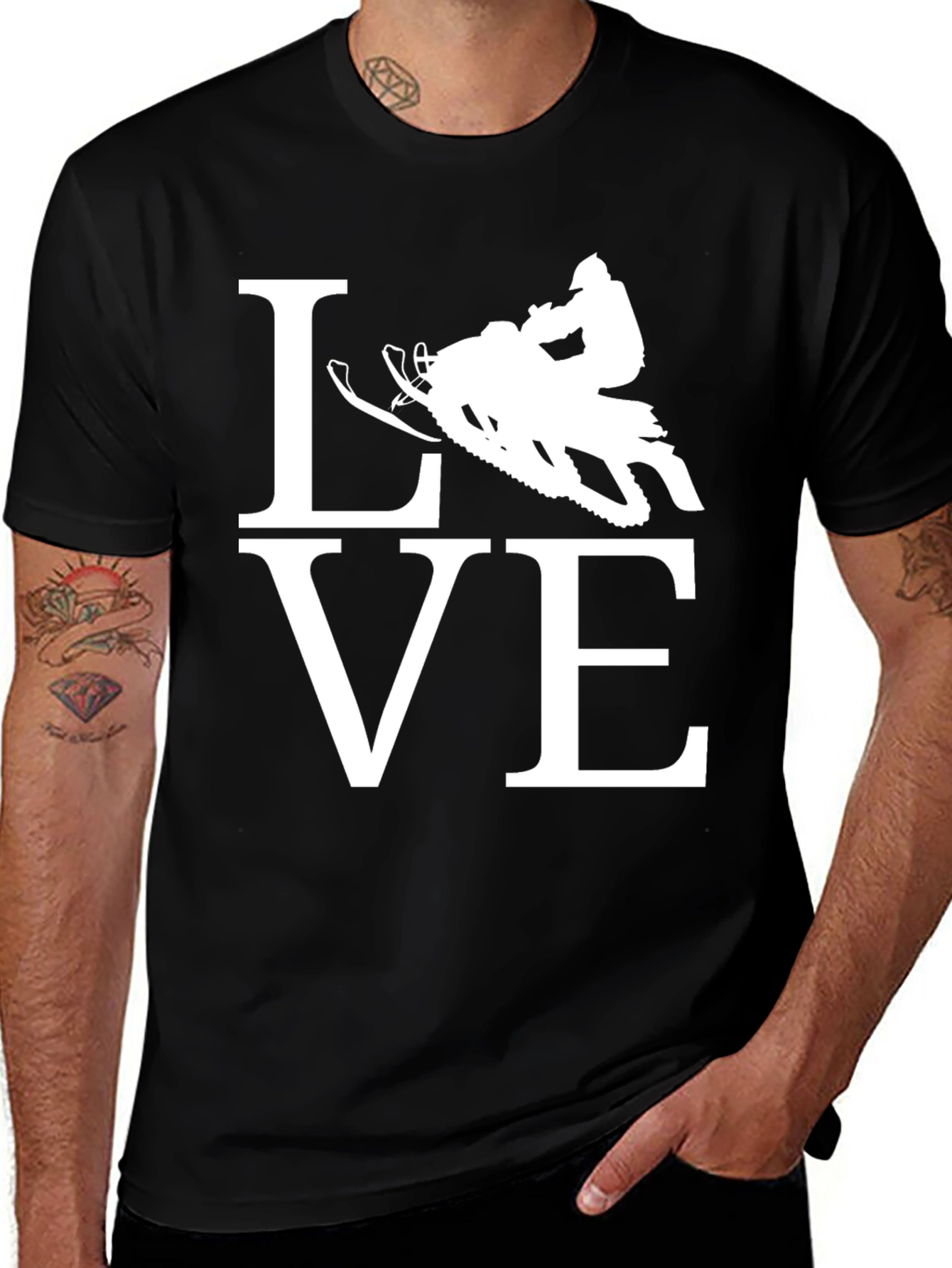 Snowmobile Love Graphic T-Shirt - Black