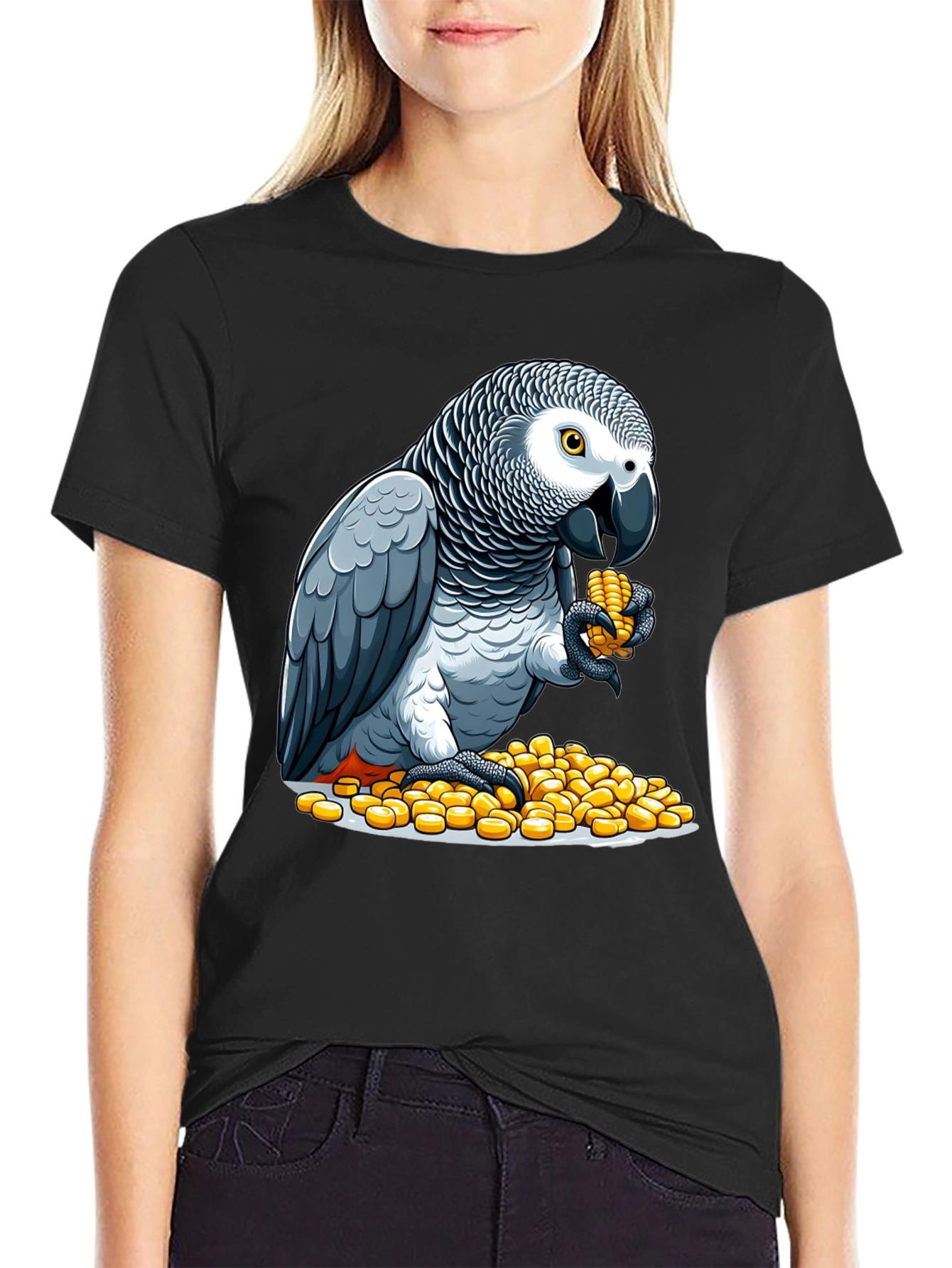Parrot Eating Corn Graphic Tee