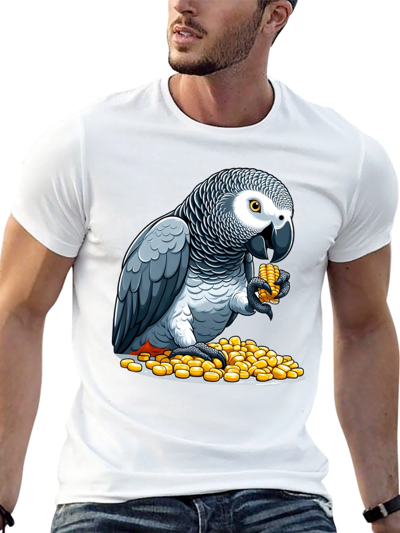 Parrot Eating Corn Graphic Tee