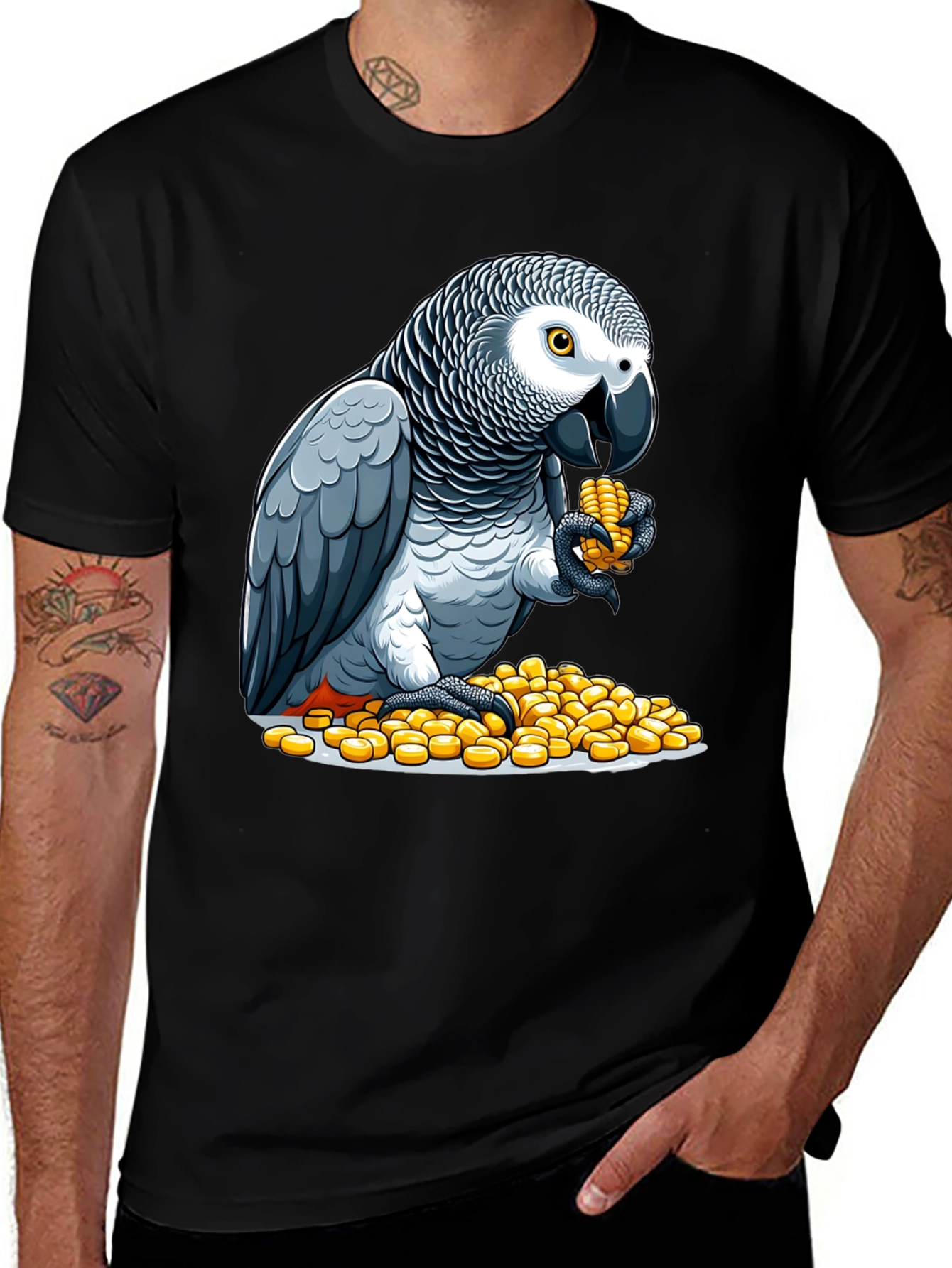 Parrot Eating Corn Graphic Tee