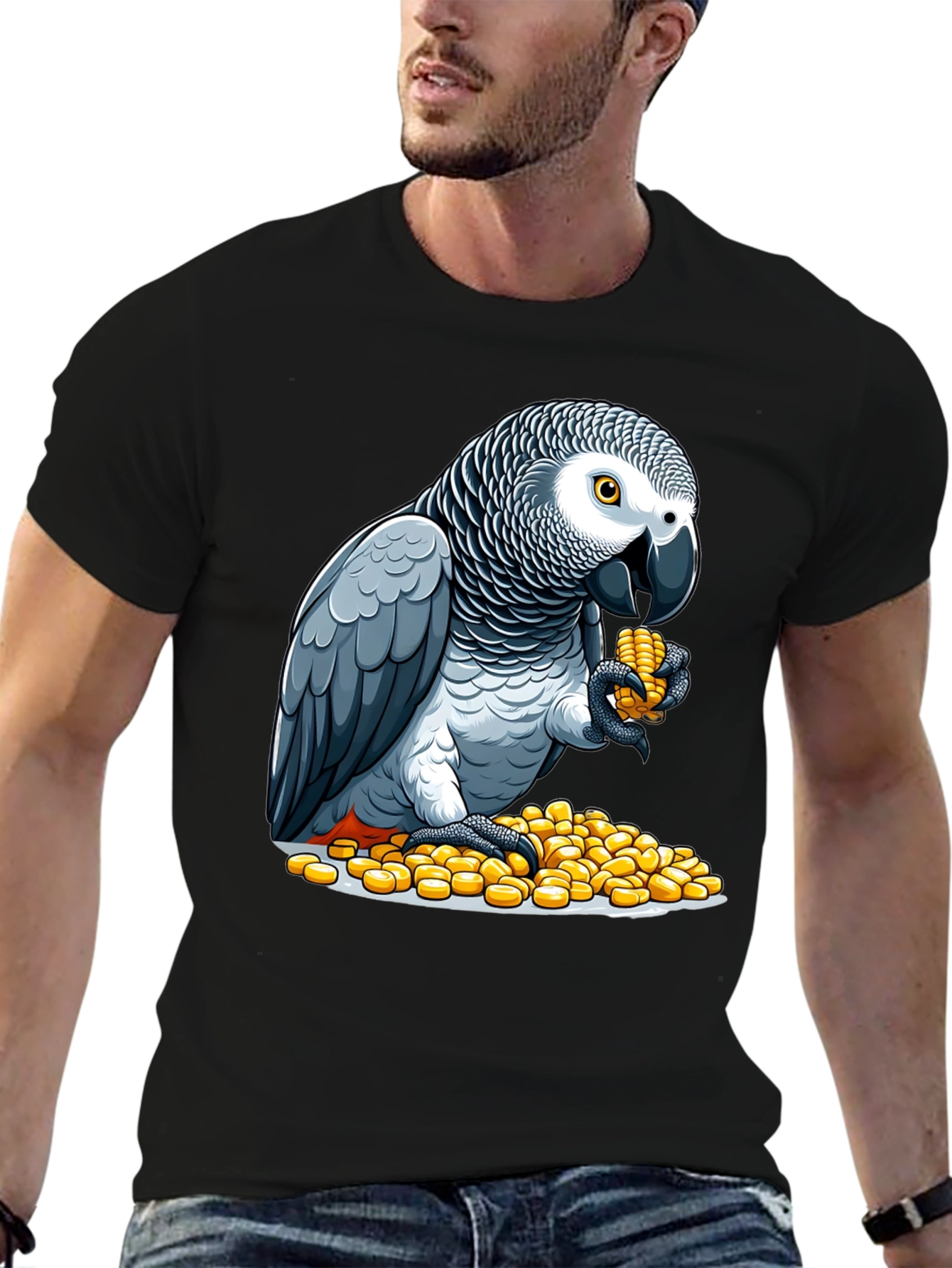 Parrot Eating Corn Graphic Tee