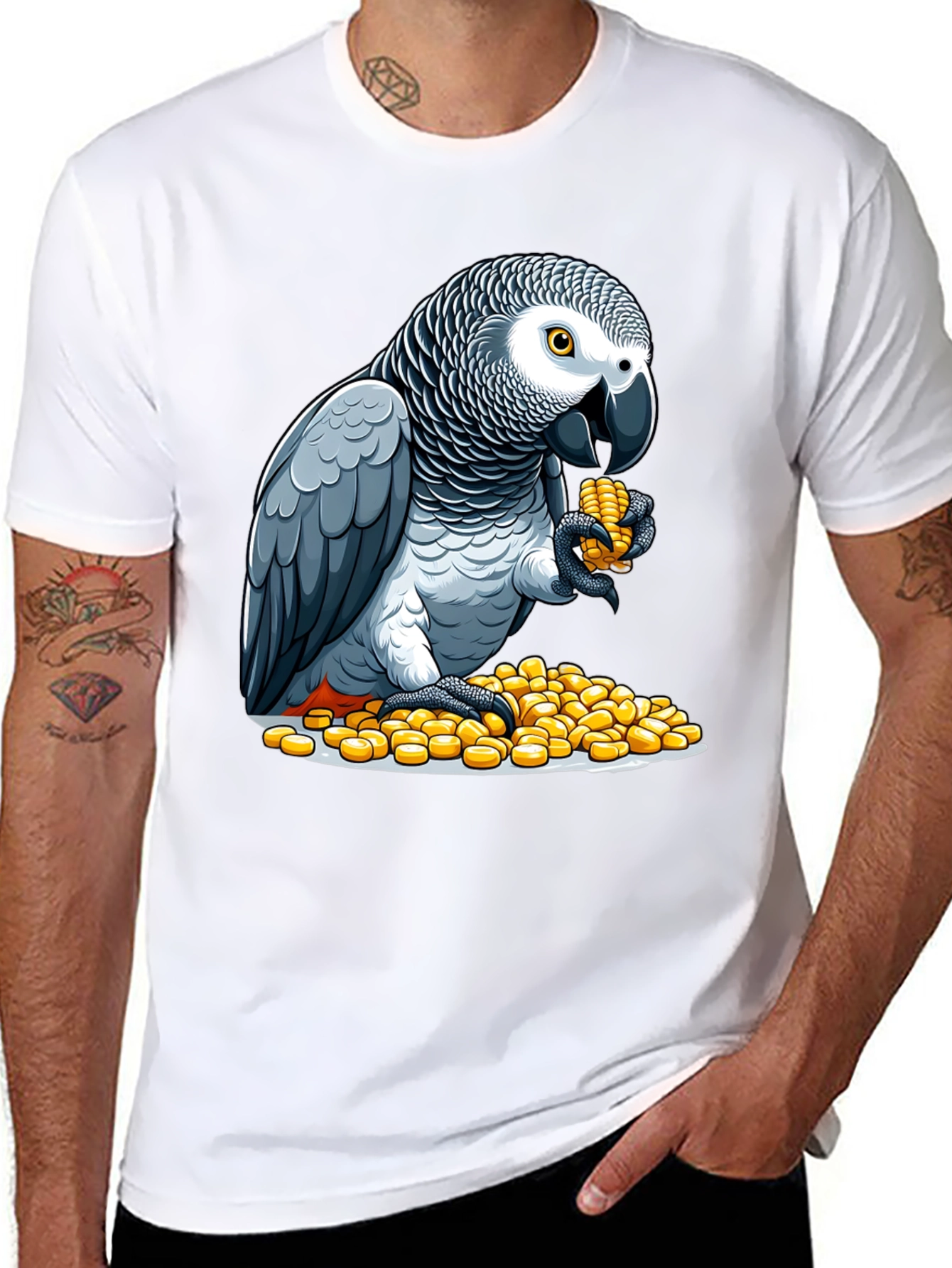 Parrot Eating Corn Graphic Tee