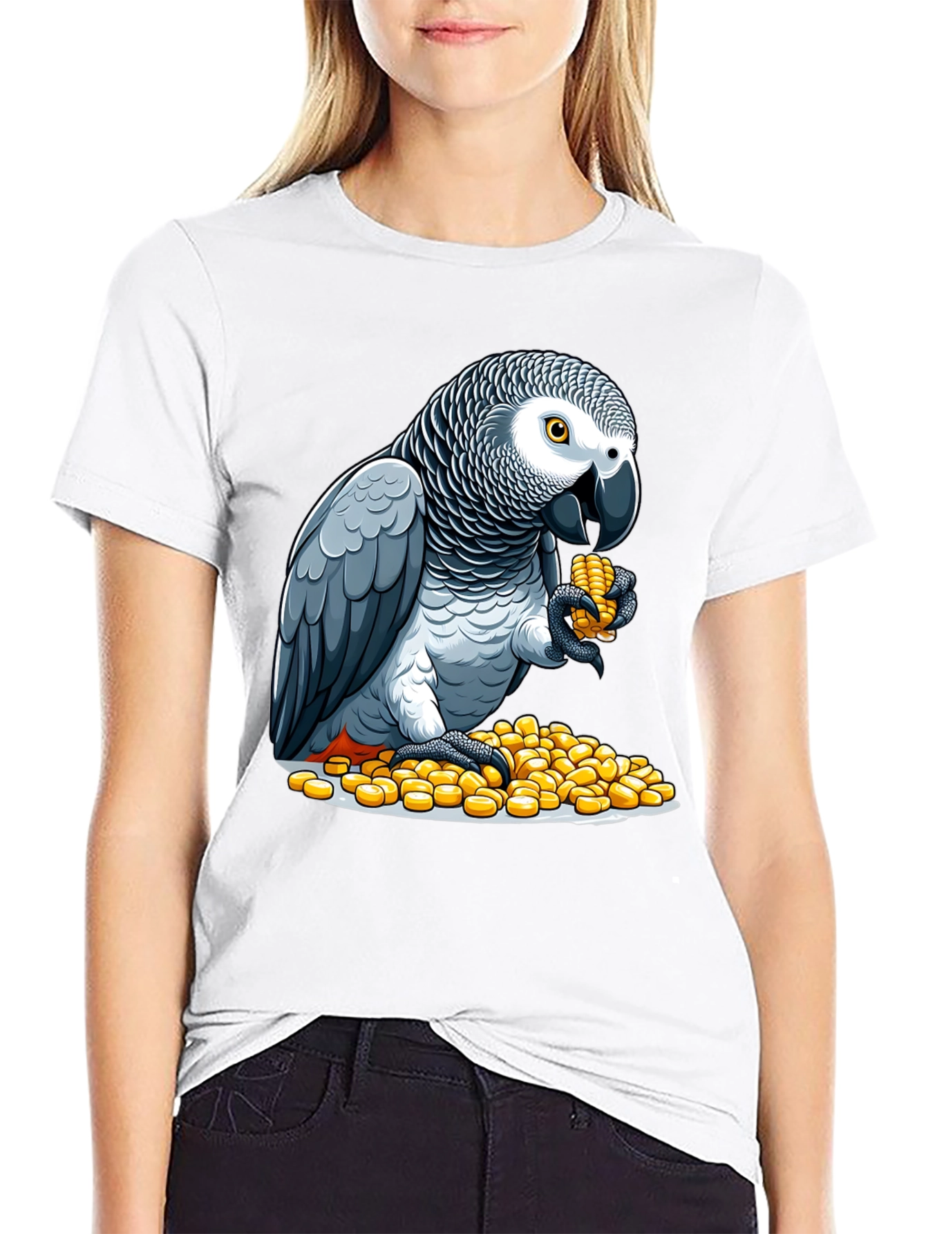 Parrot Eating Corn Graphic Tee