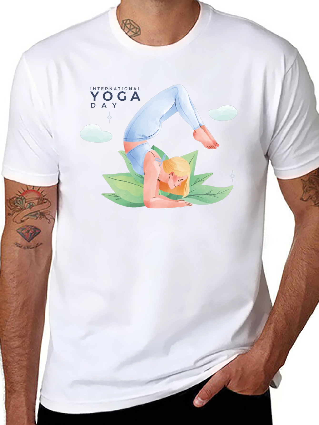 Yoga Day Graphic Tee - Black Cotton
