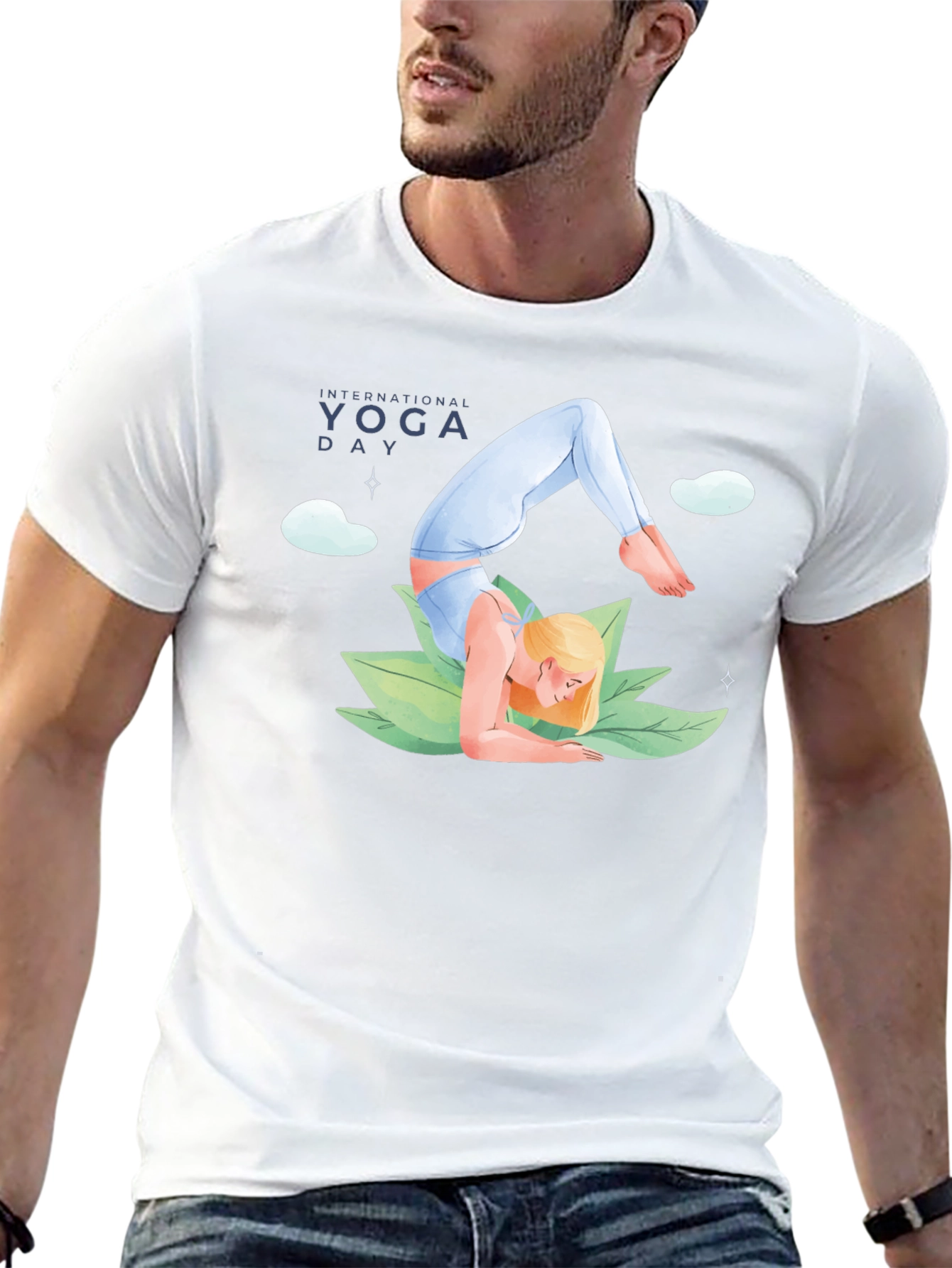Yoga Day Graphic Tee - Black Cotton