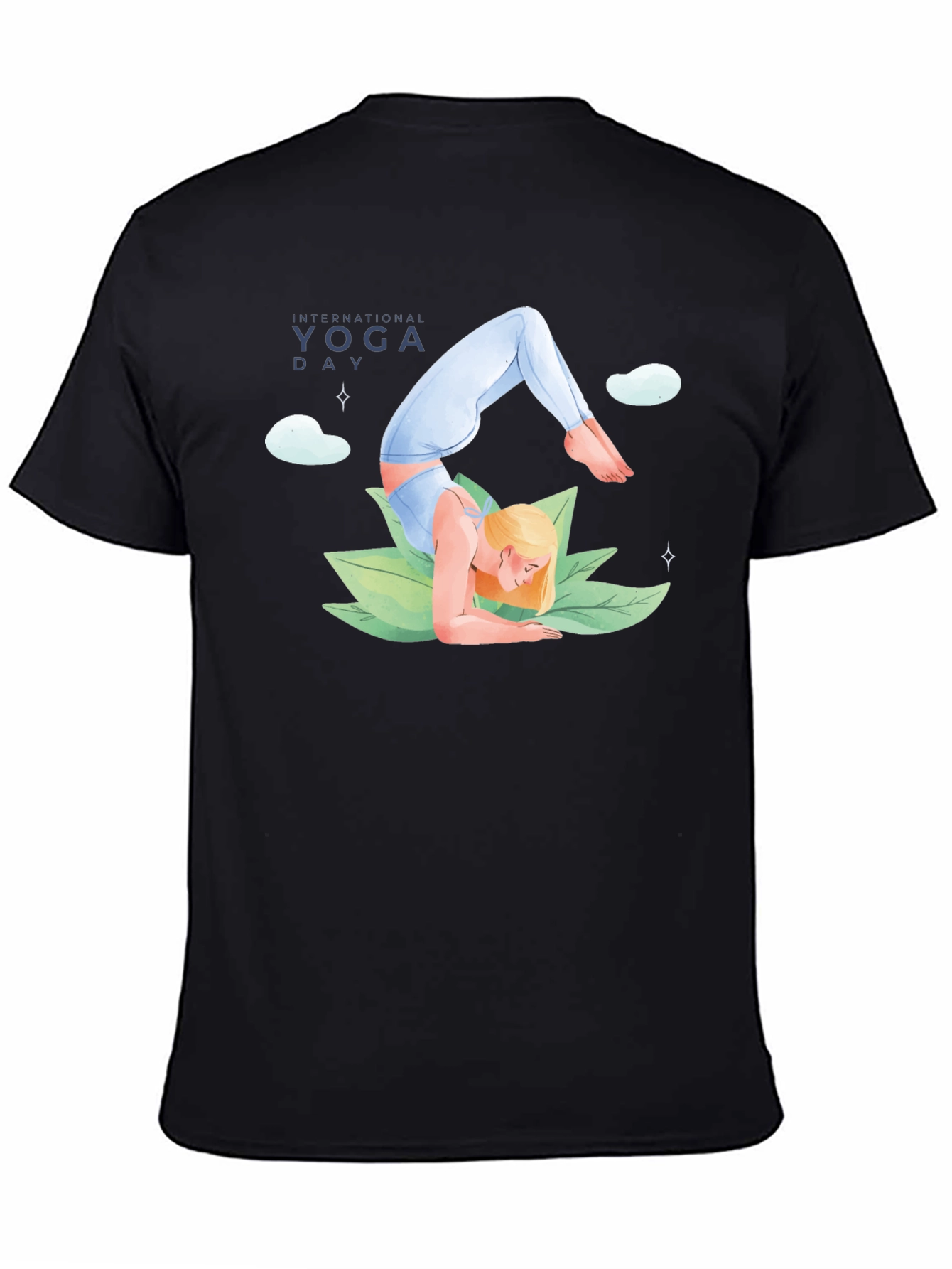 Yoga Day Graphic Tee - Black Cotton