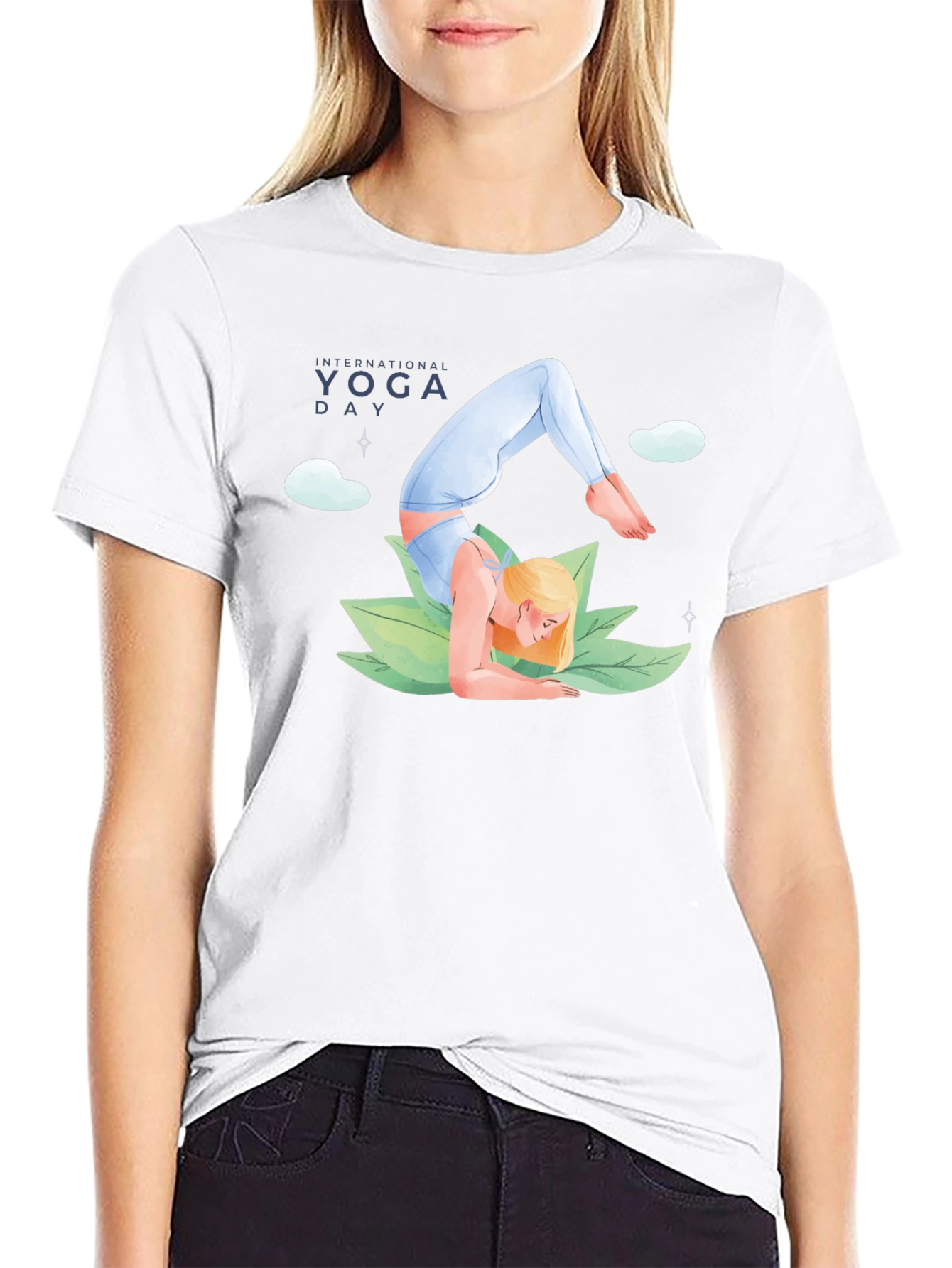 Yoga Day Graphic Tee - Black Cotton