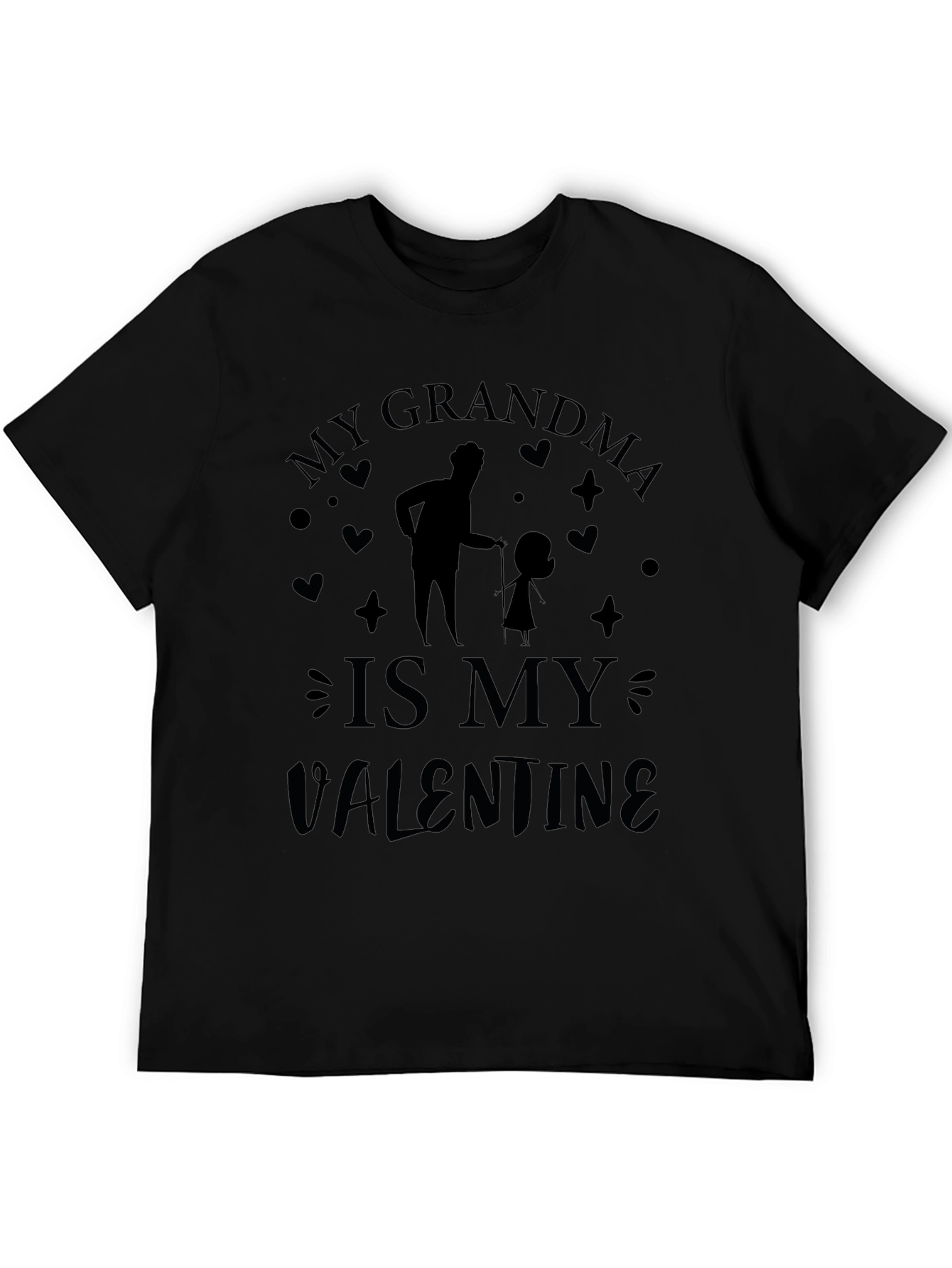 My Grandma is My Valentine Black T-Shirt