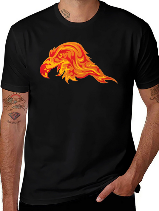 Fiery Phoenix Graphic Tee - Black Cotton Blend