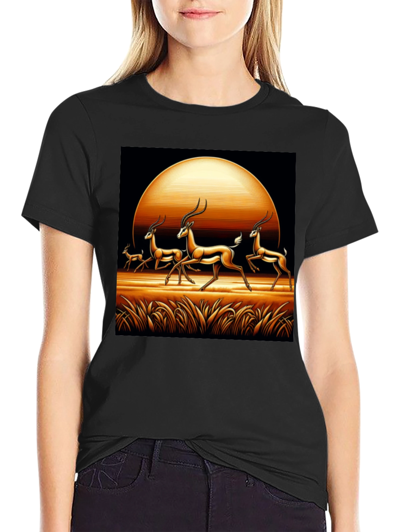 Antelope Sunset Black Graphic Tee