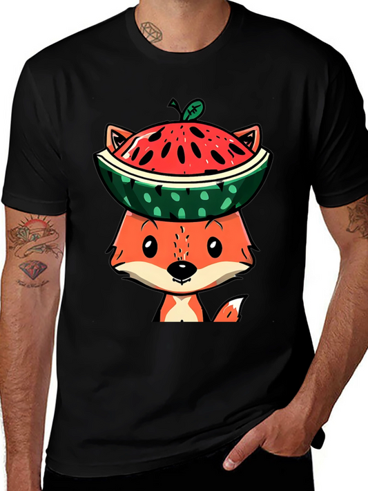 Fox Watermelon T-Shirt - Cute Cartoon Design