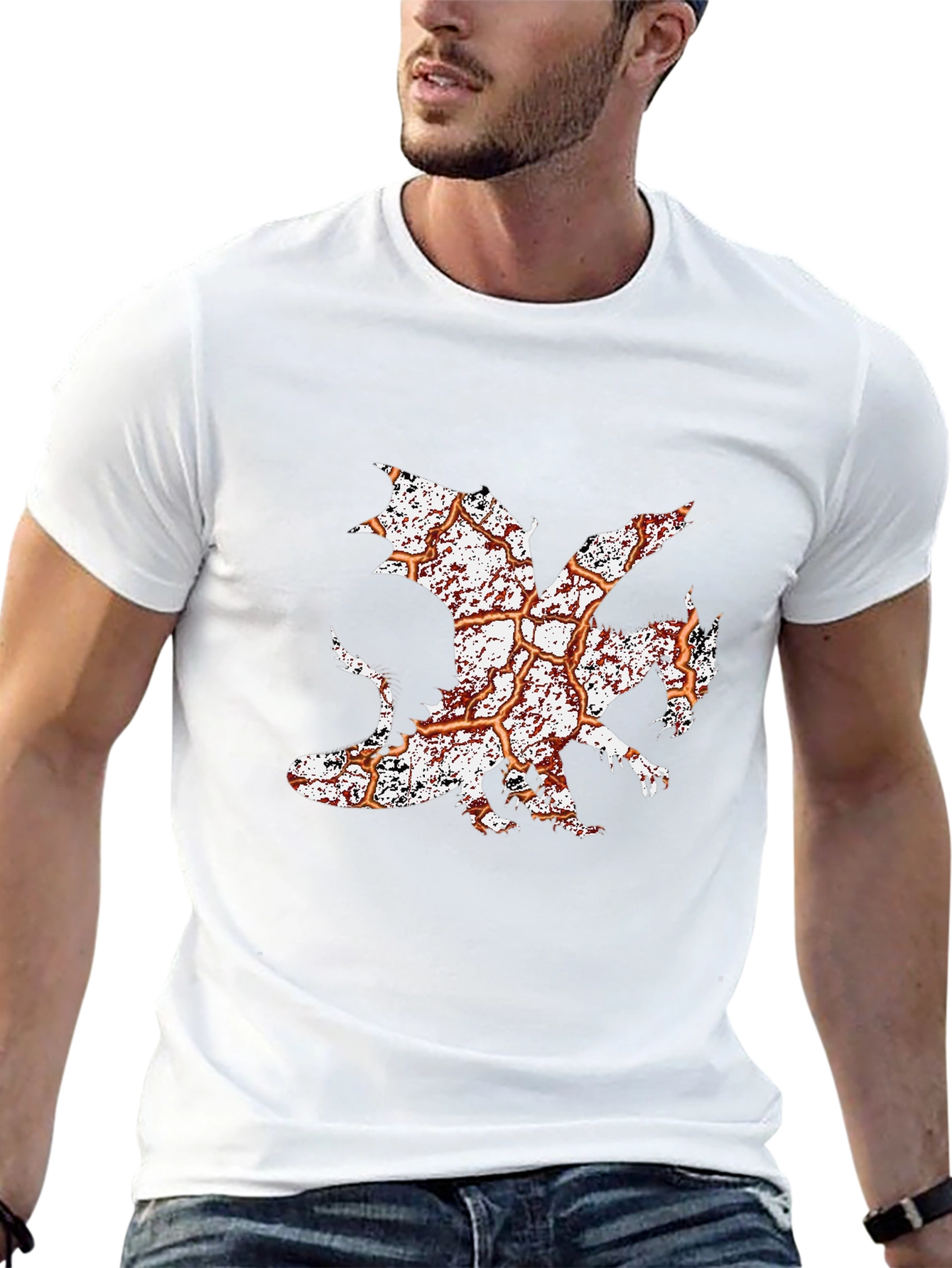 Dragon Graphic Print Tee - Mens Black T-Shirt