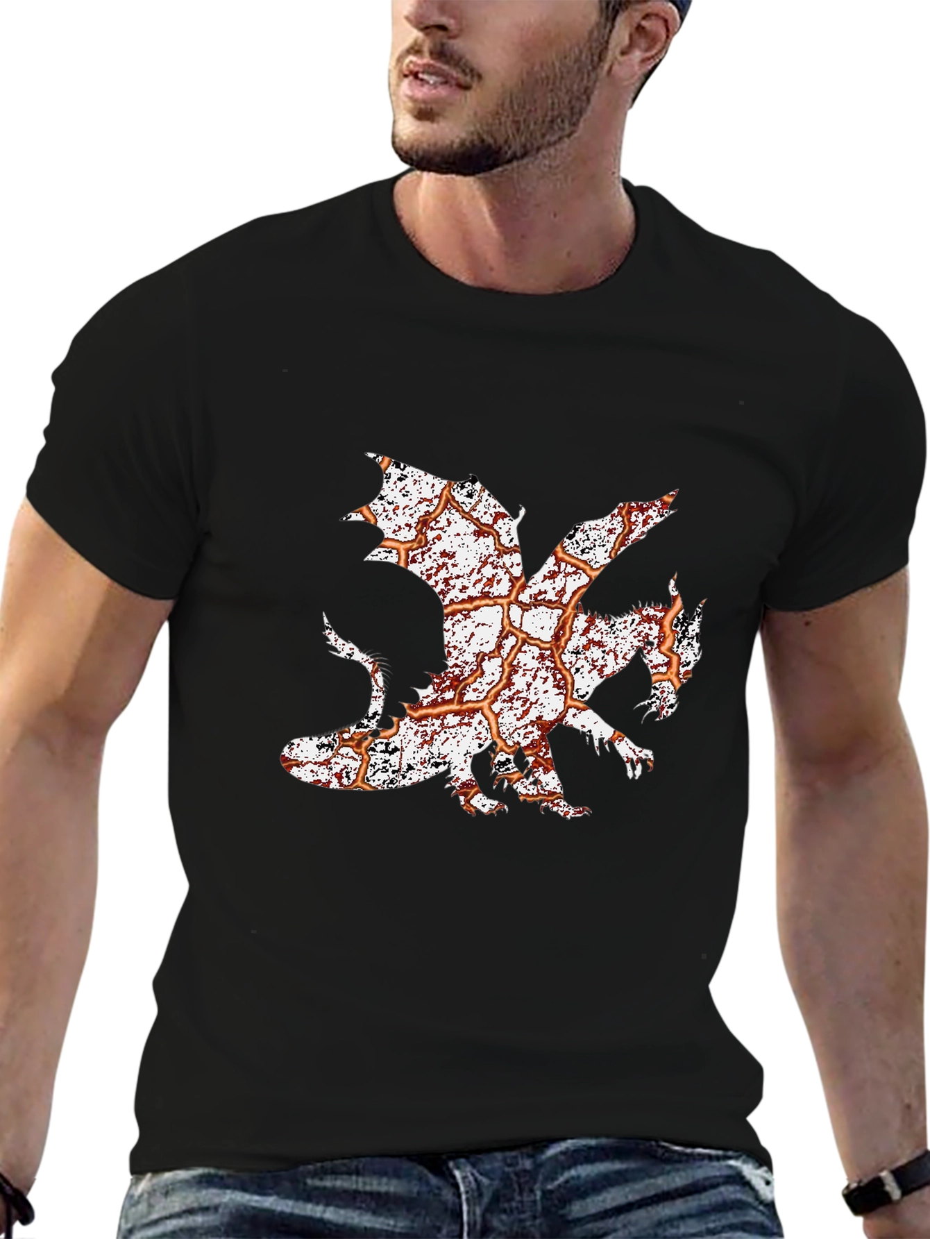 Dragon Graphic Print Tee - Mens Black T-Shirt