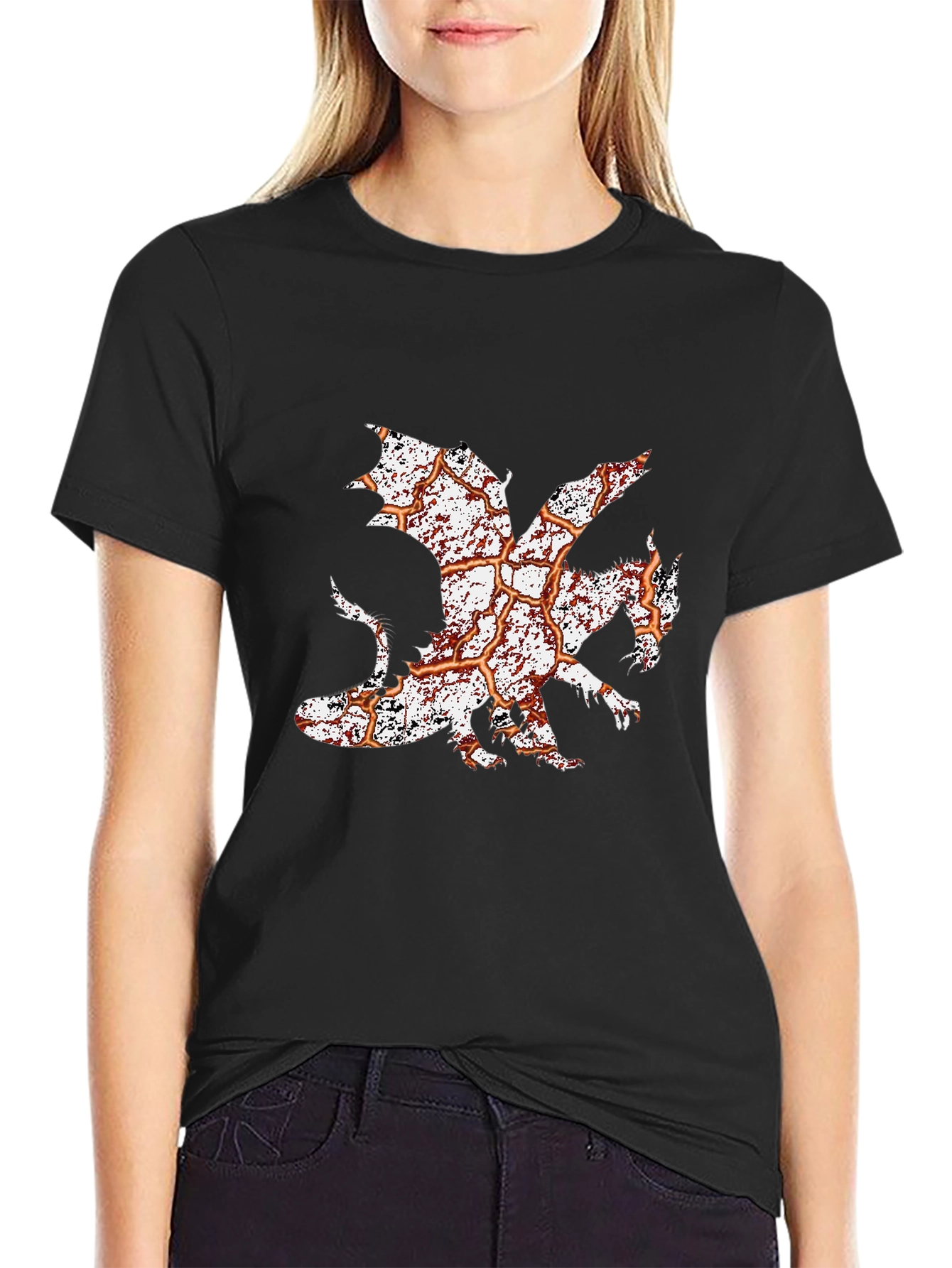 Dragon Graphic Print Tee - Mens Black T-Shirt