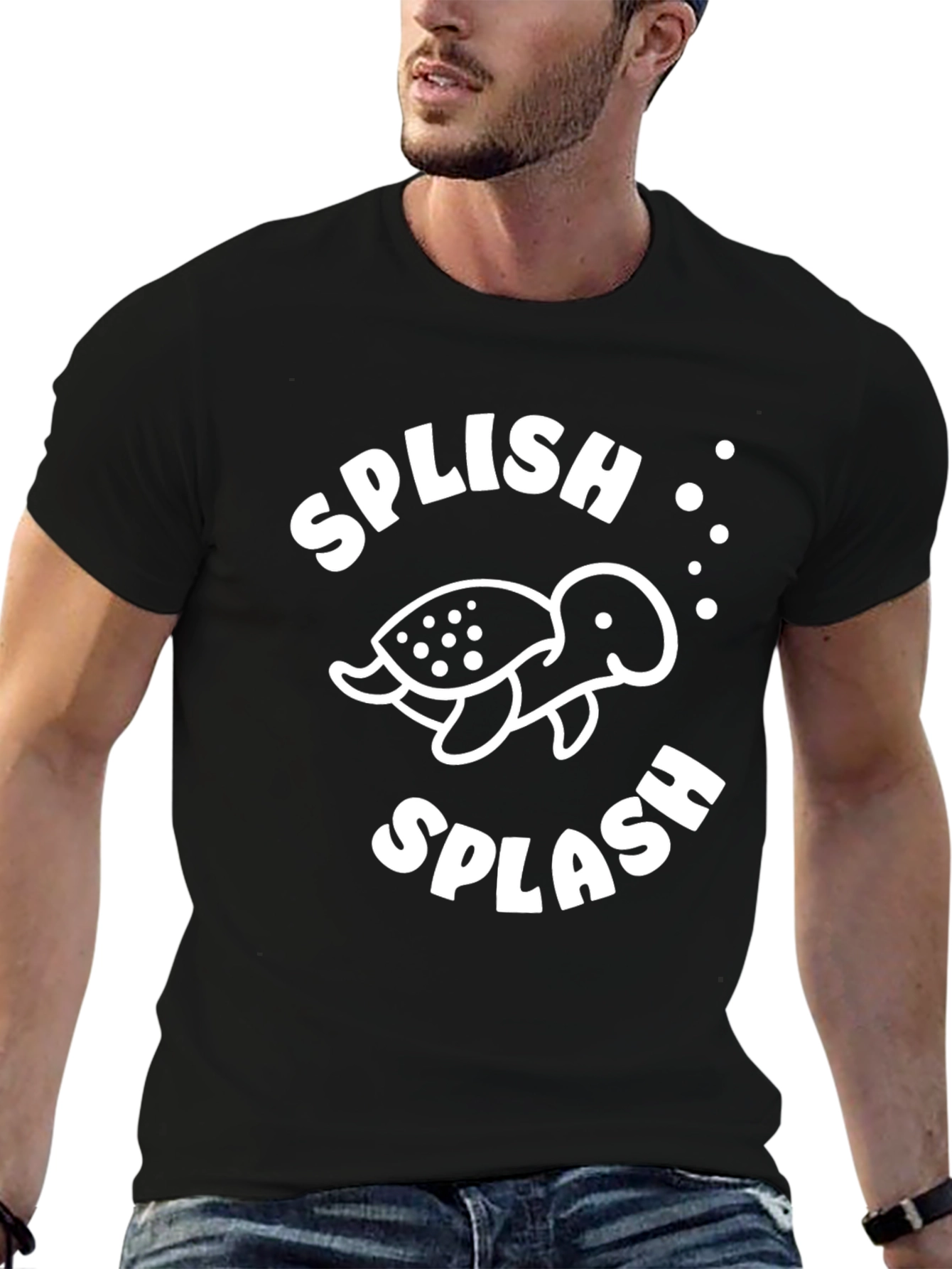 Splish Splash Turtle Graphic Tee - Black