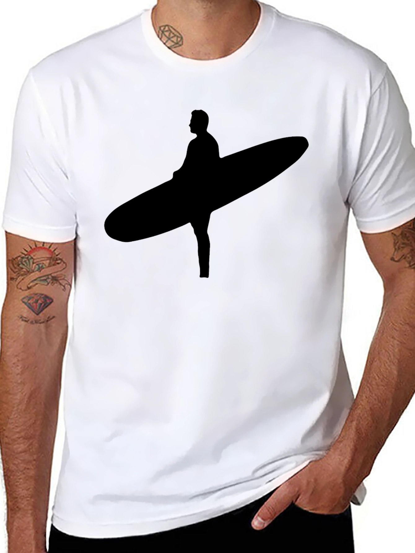 Surfer Silhouette Black Tee