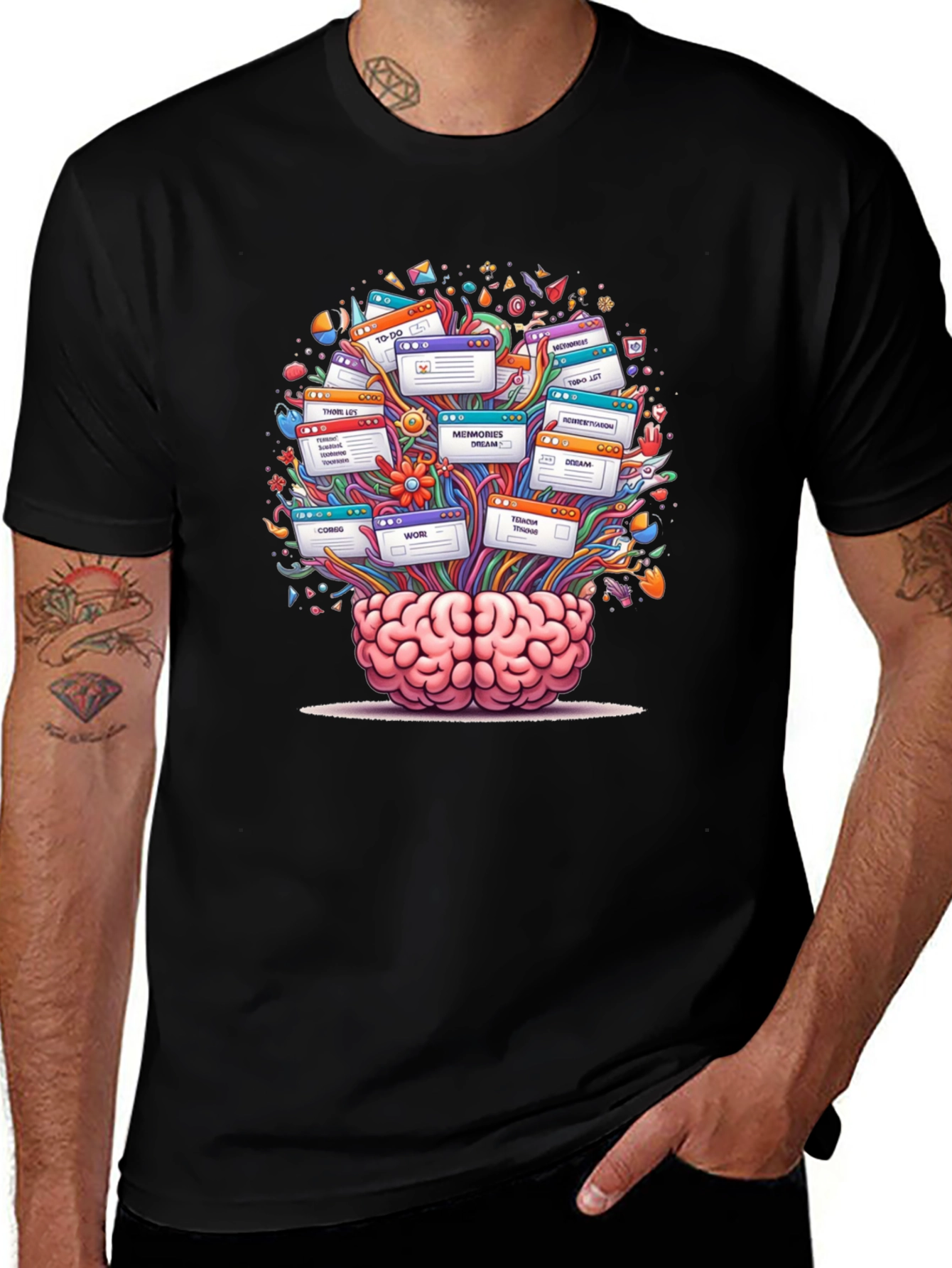 Brain Powered Black Graphic Tee