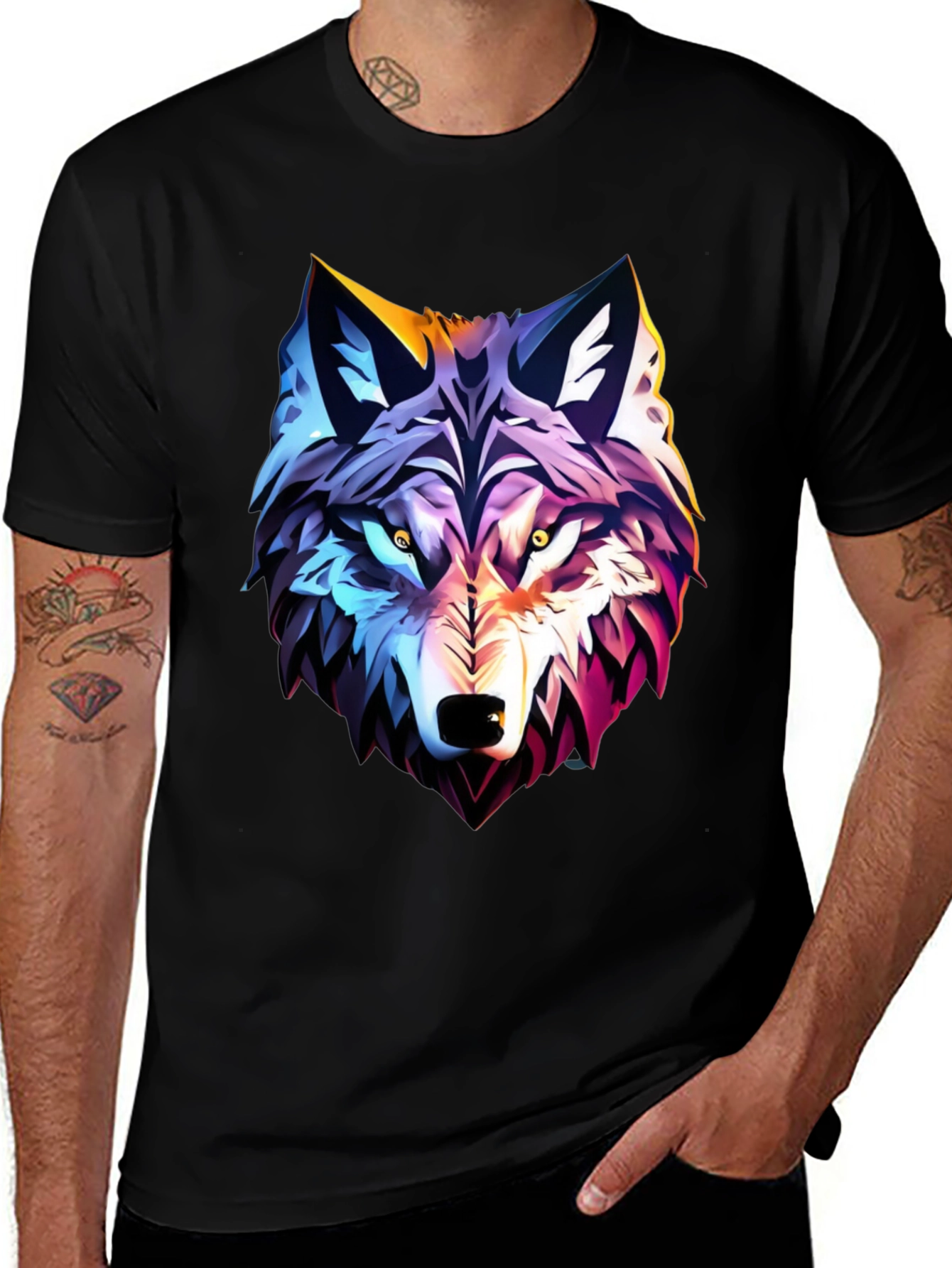 Bold Wolf Graphic Tee - Black