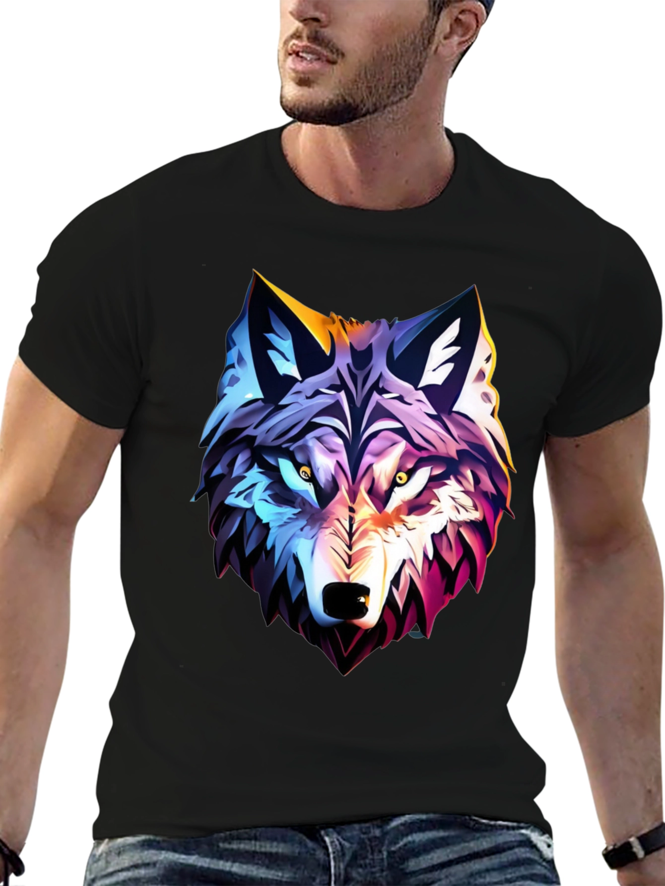 Bold Wolf Graphic Tee - Black